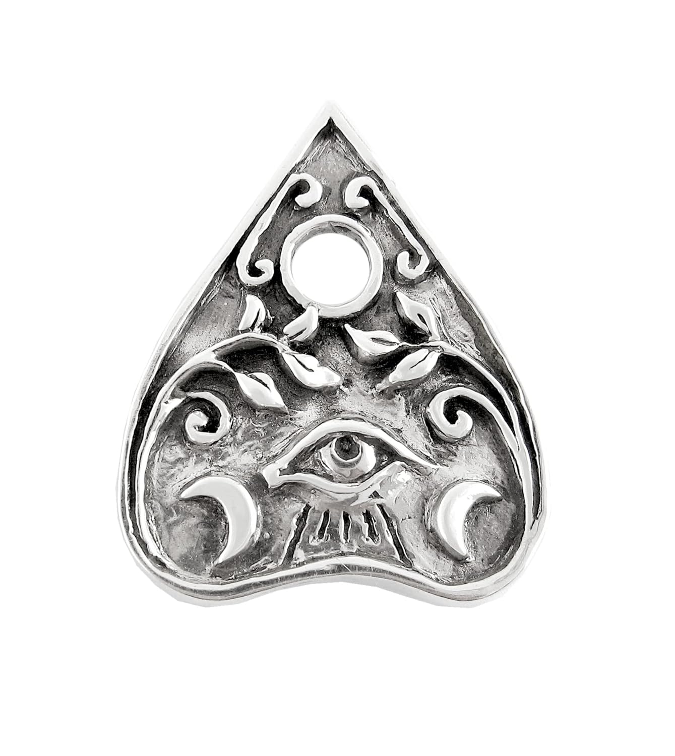 Ouija Planchette Pendant Crescent Moons Floral Vines Evil Eye Spirit Trance Talking Board 100% Handmade Fine Silver