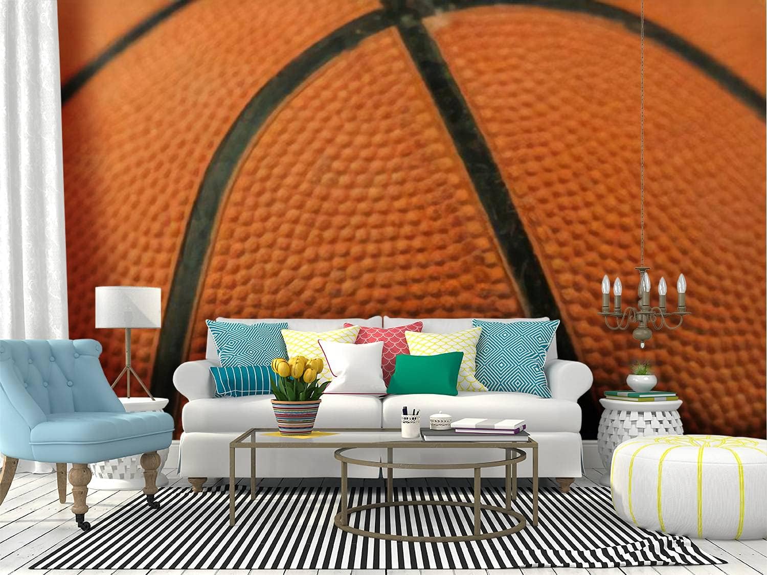 RECETHROWS Papel pintado de baloncesto para fondo y textura, papel tapiz autoadhesivo, adhesivo de pared grande, rollo de película de vinilo