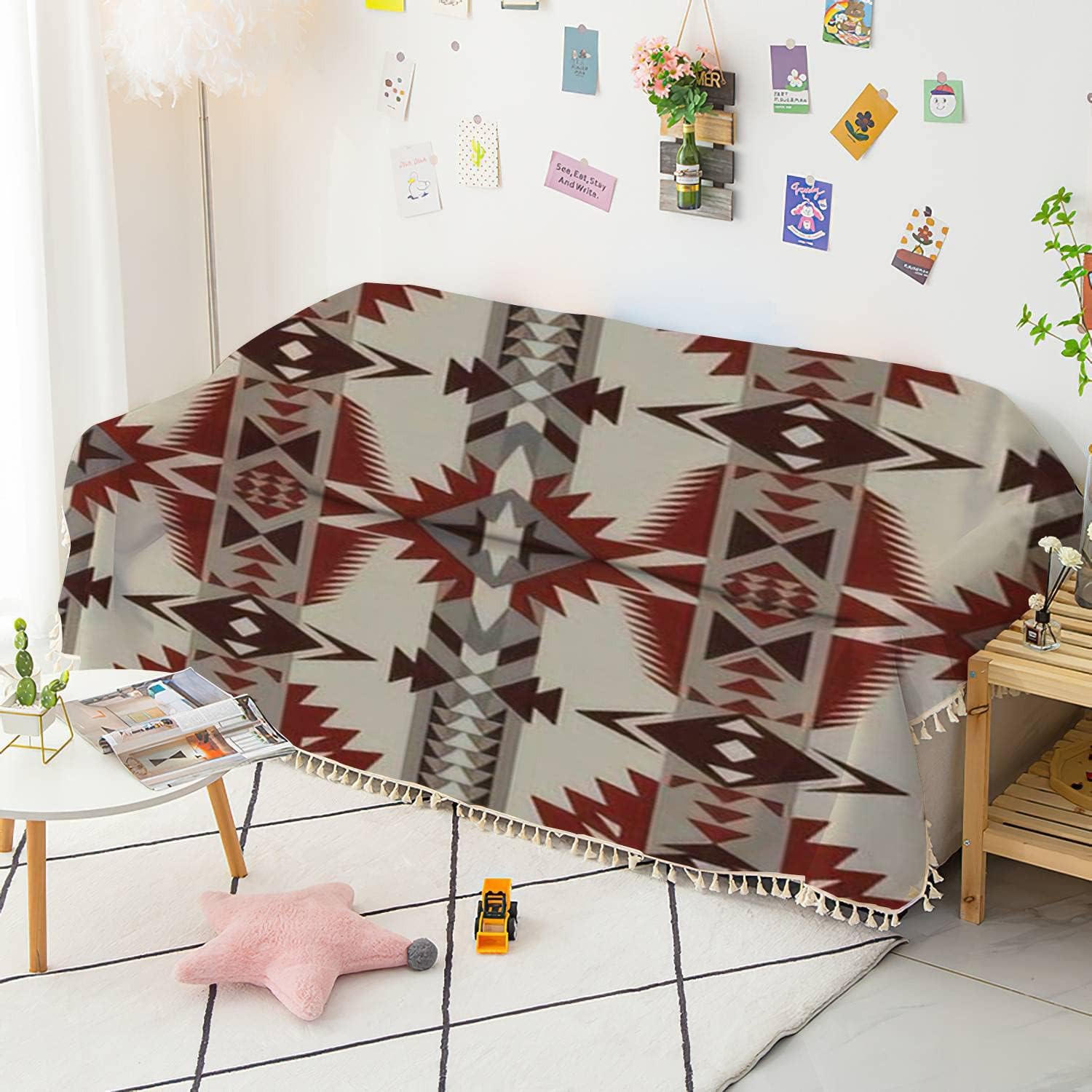 FUIENCFKE Funda de sofá geométrica de nativos americanos, indios, suroeste, funda étnica, funda para sofá, toalla, lavable, mantas, protector de