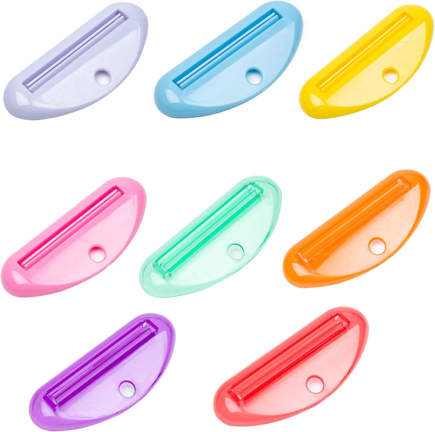 8 unidades de dispensador de tubo de pasta de dientes, soporte de exprimidor de tubos de plástico, clips de pasta de dientes para ahorrar pasta de