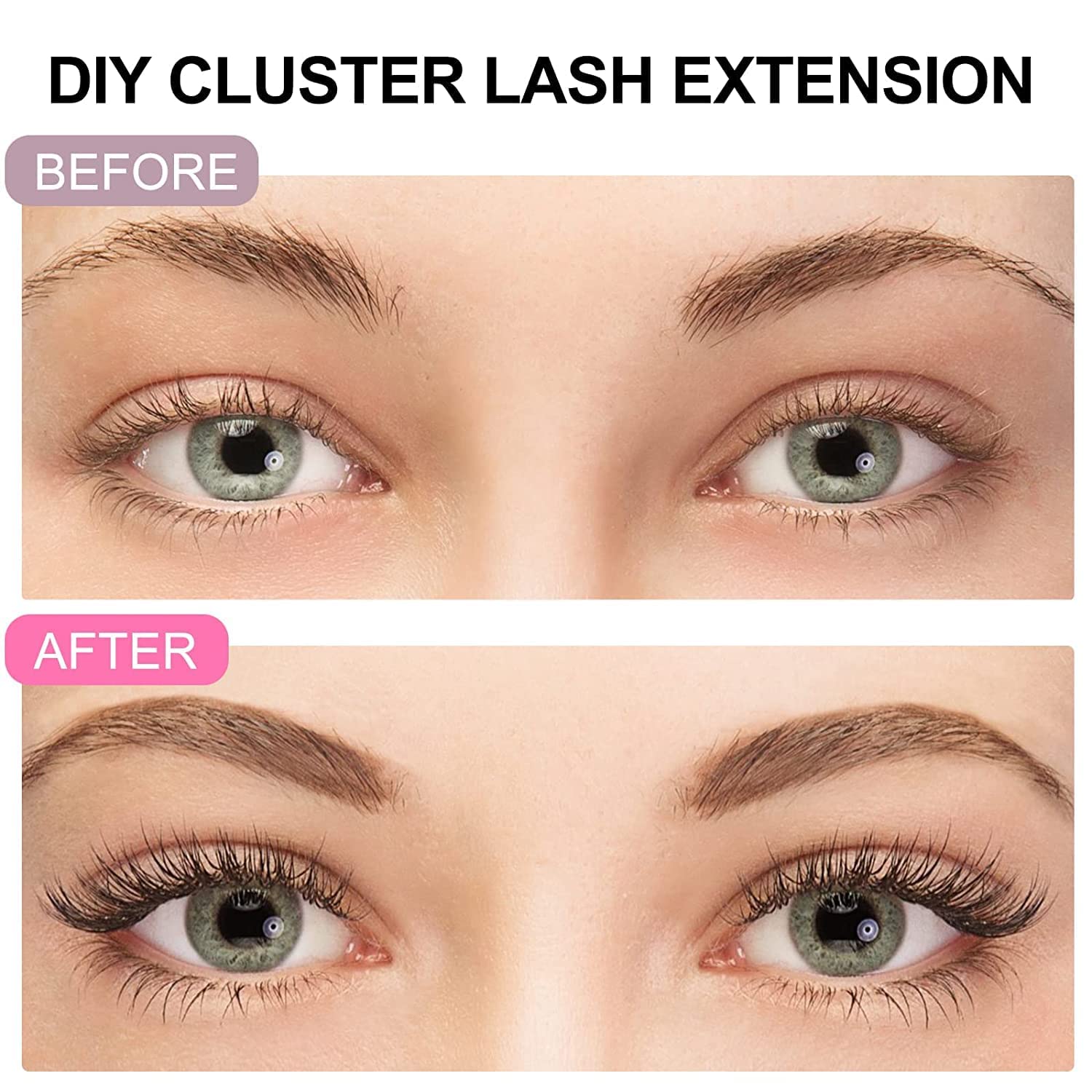 KISSXIAOYA Extensiones de pestañas en racimo, 144 pestañas postizas individuales en racimo D de 0.433 in, pestañas postizas de tallo ancho, suaves y