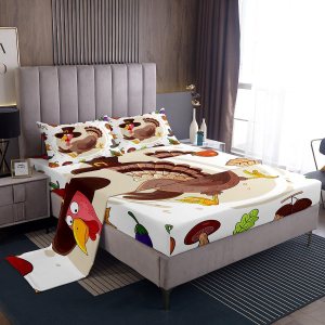 Juego de sábanas de pavo salvaje, tamaño Queen para niños y niños, bonito juego de sábanas de pavo, regalos del día de Acción de Gracias para niñas Juego de sábanas de pavo salvaje, tamaño Queen para niños y niños, bonito juego de sábanas de pavo, regalos del día de Acción de Gracias para niñas