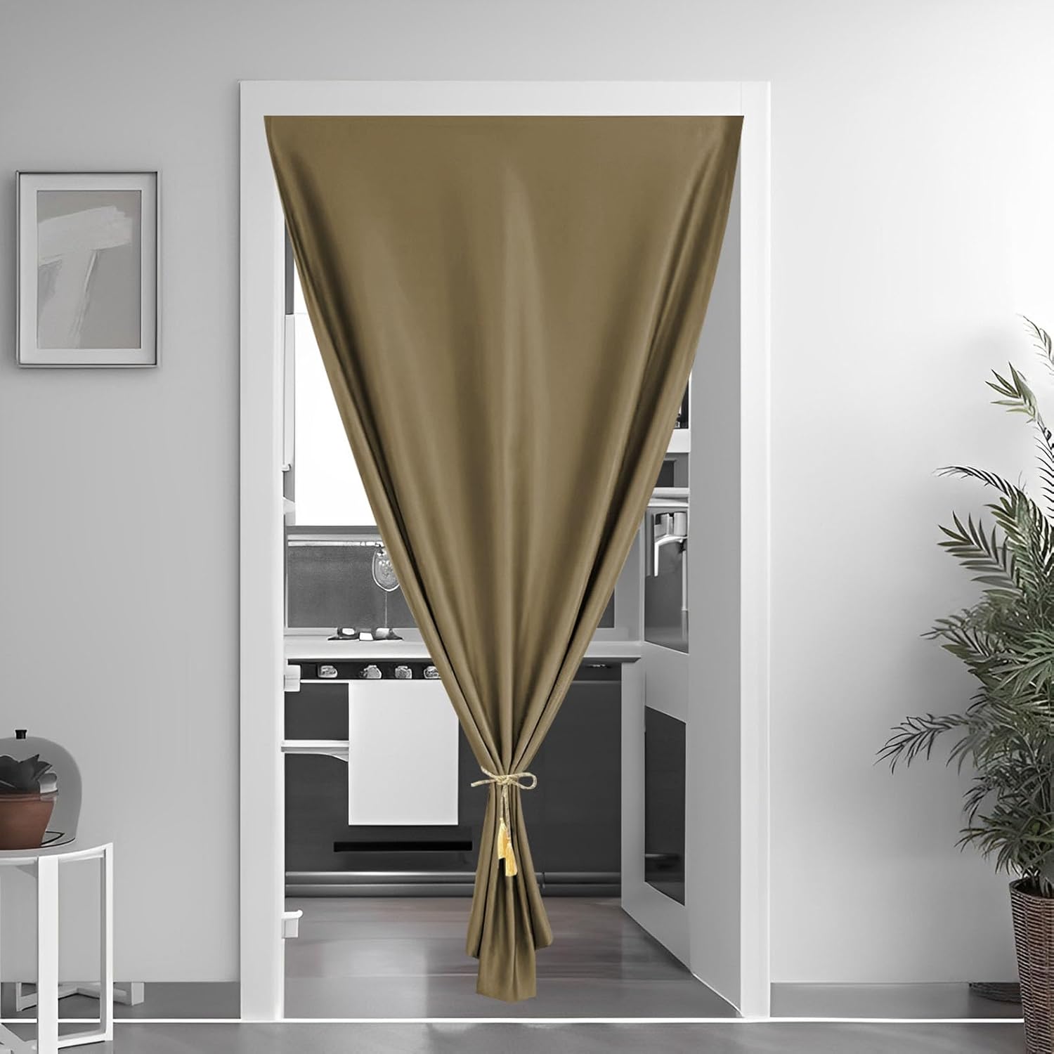 SK Studio Cortinas de puerta, cortinas corredizas para puerta de armario, aisladas, aislamiento térmico, cortinas divisoras de habitación para