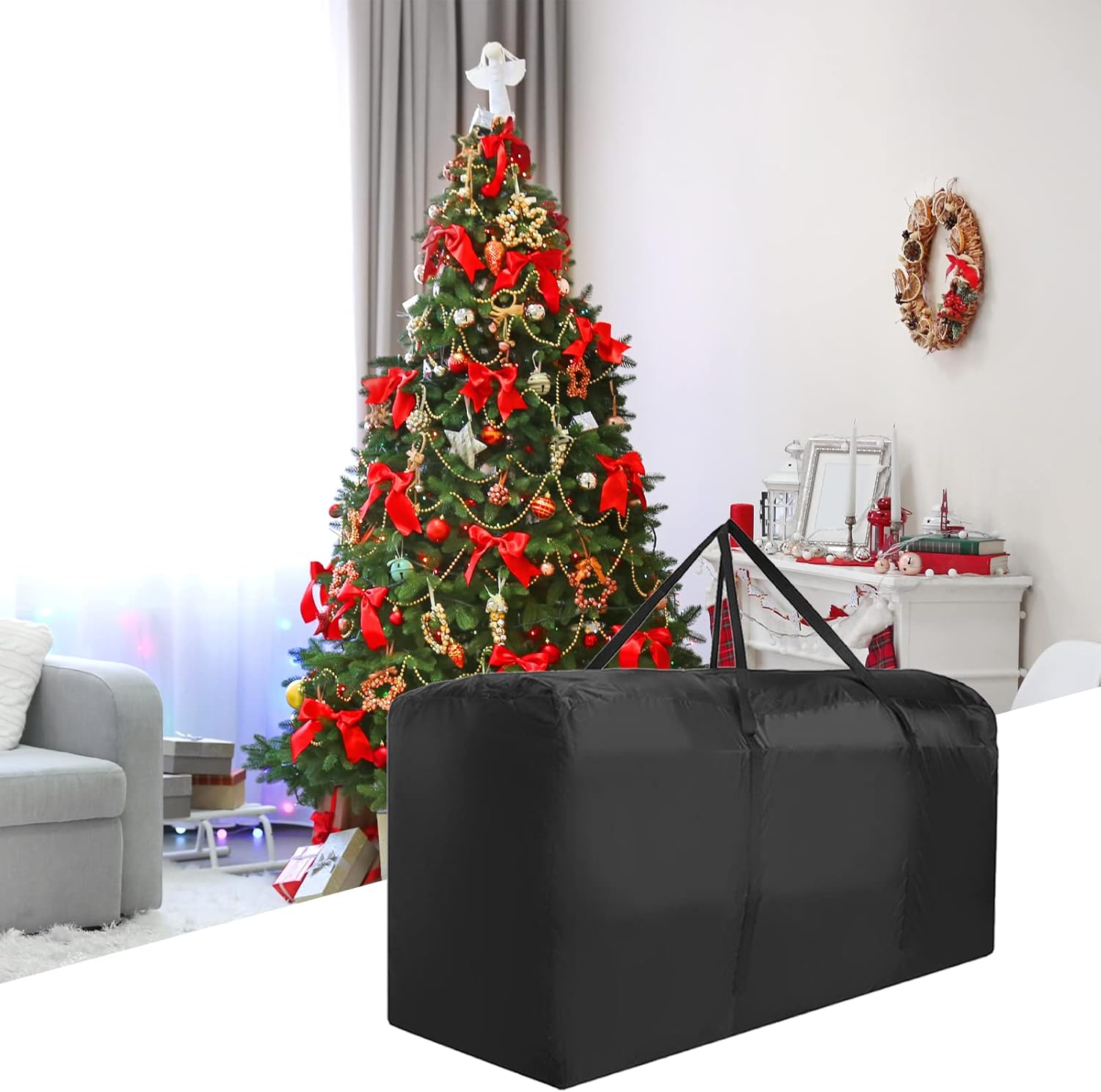 Bolsa de almacenamiento para árbol de Navidad de 12 pies, bolsas de almacenamiento resistentes con asas duraderas y cremallera doble, bolsa de