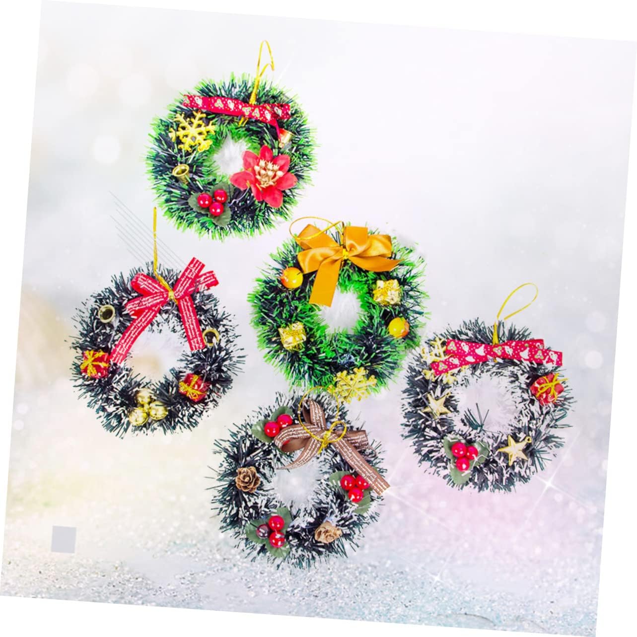 NOLITOY 12 Pcs Christmas Party Favors Xmas Wreath Artificial Christmas Wreath Christmas Tree Wreath Ornament Decoration Tiny Christmas Wreath