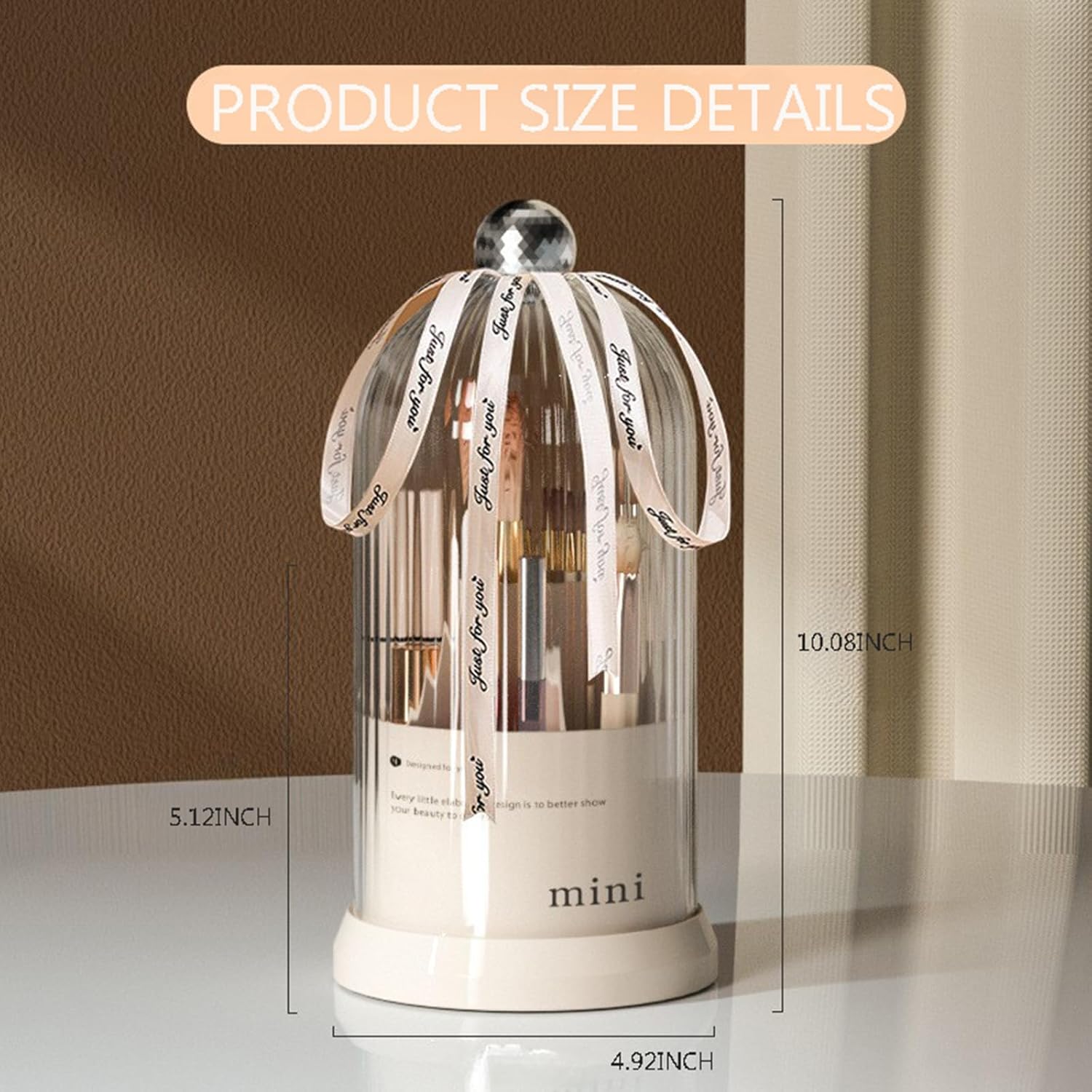 Organizador de brochas de maquillaje con tapa giratoria de 360 grados, soporte para tazas de brochas de maquillaje, un organizador de maquillaje