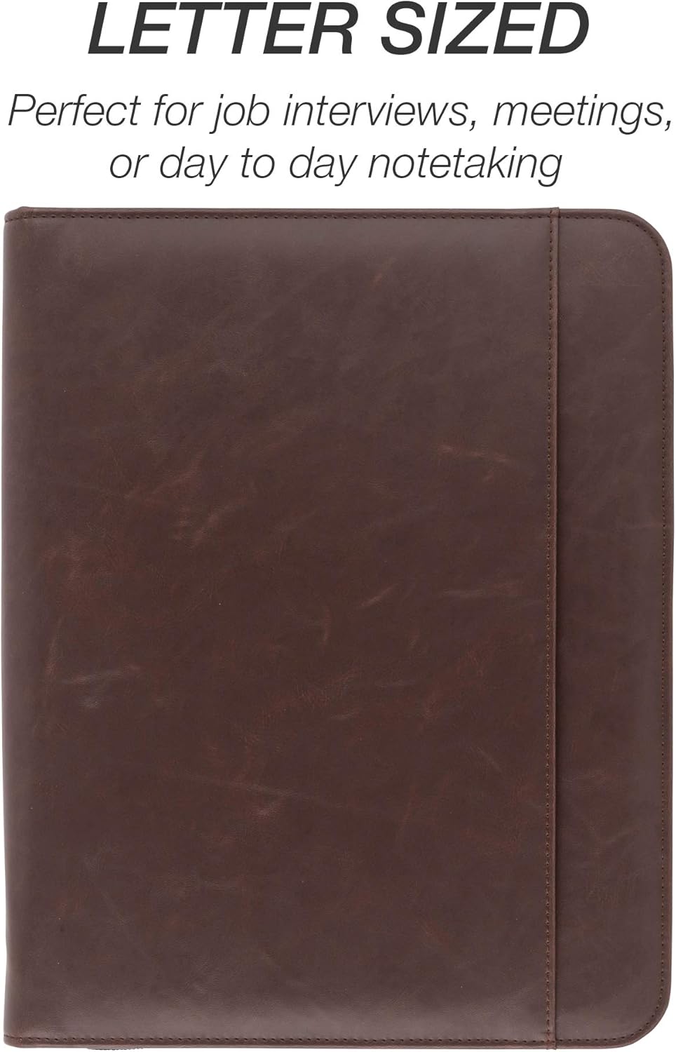 Samsill Padfolio profesional con cierre seguro con cremallera, funda para tableta de 10.1 pulgadas y bloc de notas de 8.5 x 11 pulgadas, marrón,