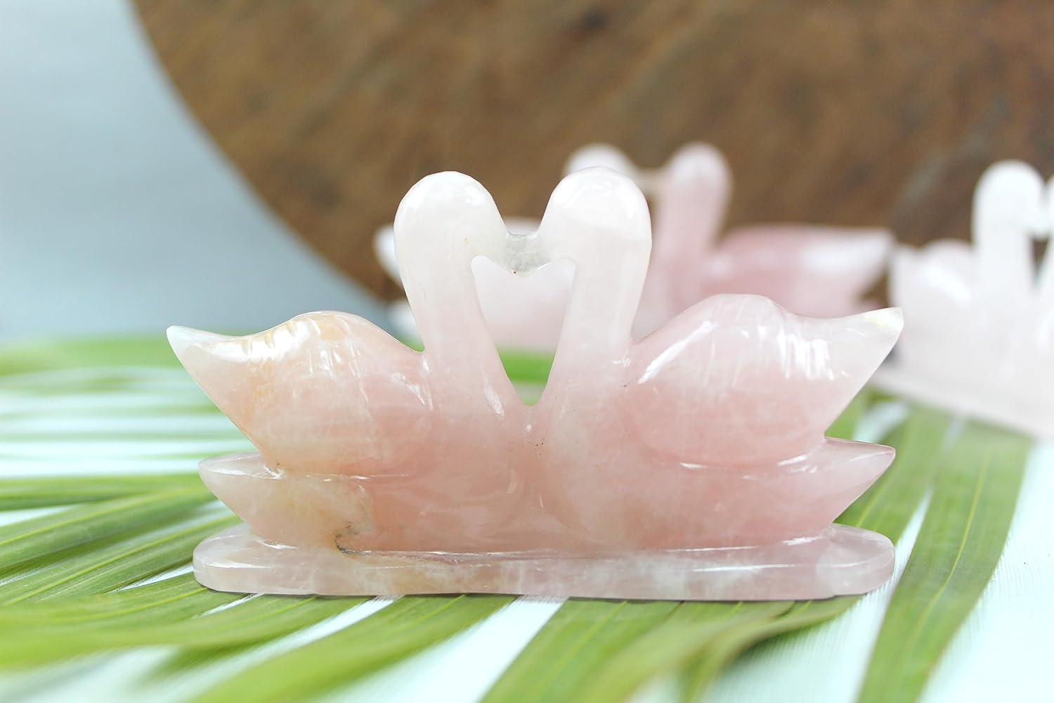 Jet Natural – Figuras Fengshui de cuarzo rosa para pareja, patos, pájaros (hombre y hembra) para amor y romance (5.11  7.05 onzas)