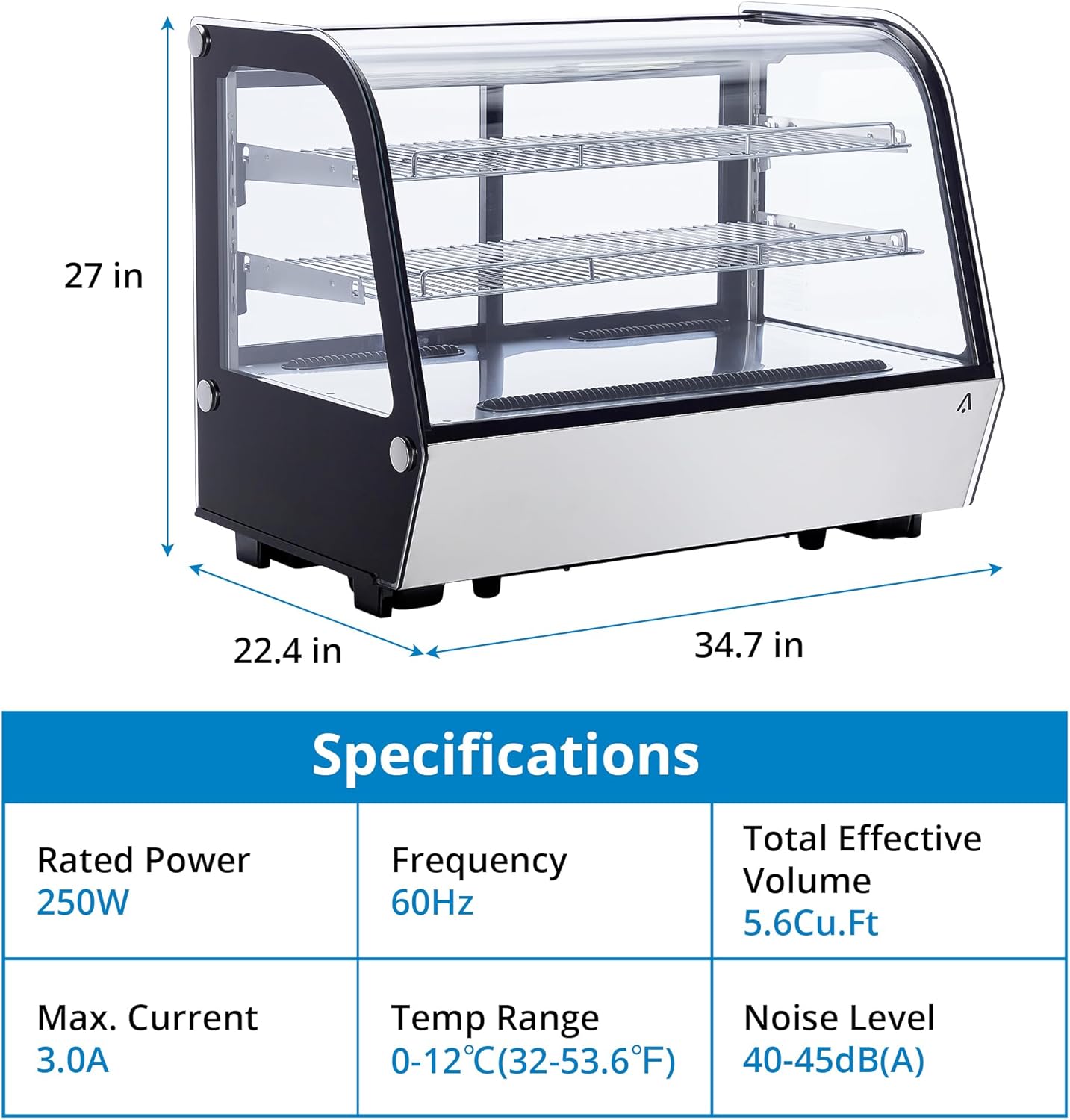 TackView Vitrina para refrigerador comercial de 4.6 pies cúbicos, con iluminación LED, vitrina de pastelería de 4.6 pies cúbicos, vitrina de vidrio