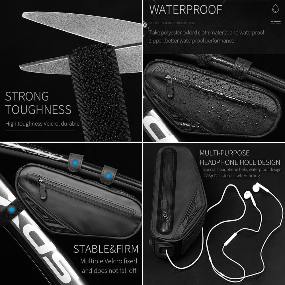 Cool Change Bolsa de bicicleta de tubo superior, bolsa de marco de bicicleta triangular impermeable para bicicleta debajo del tubo para bicicleta de