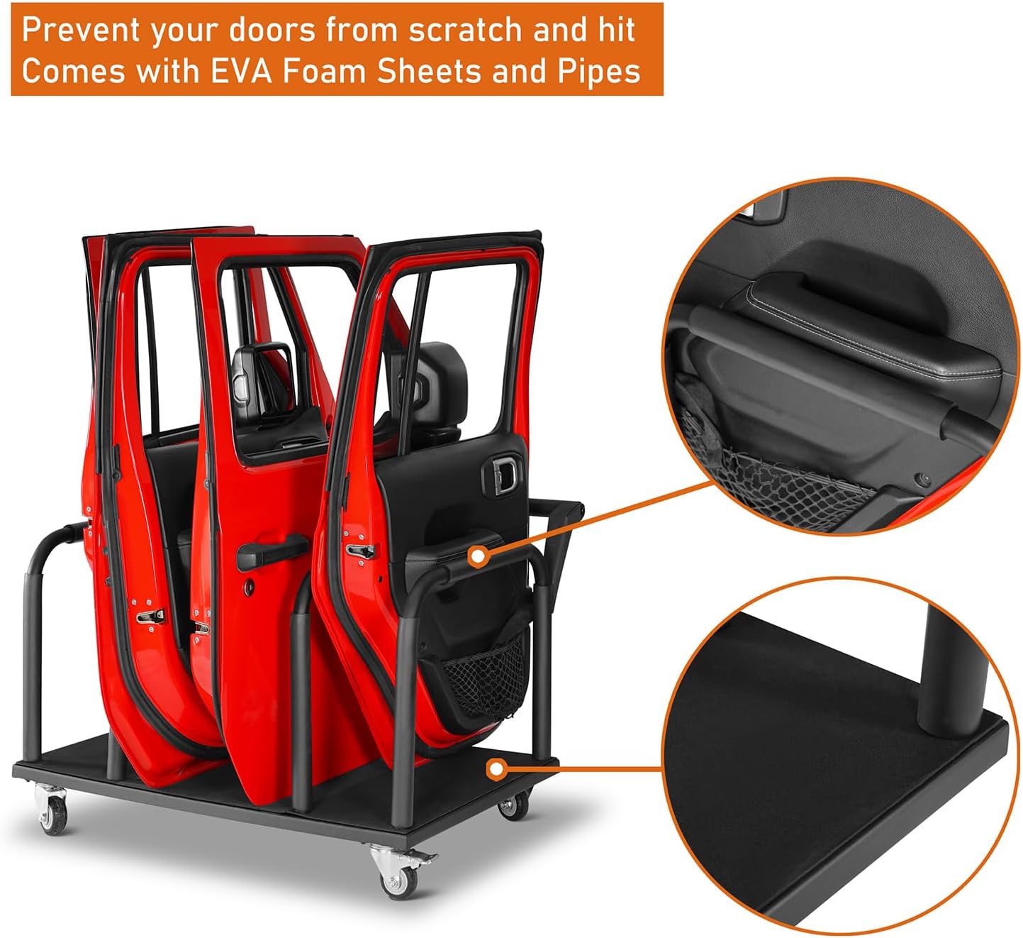 Hooke Road Estante de almacenamiento de 4 puertas, soporte deslizante para carrito para Jeep Wrangler JK JL Gladiator JT 2007-2024 y Ford Bronco