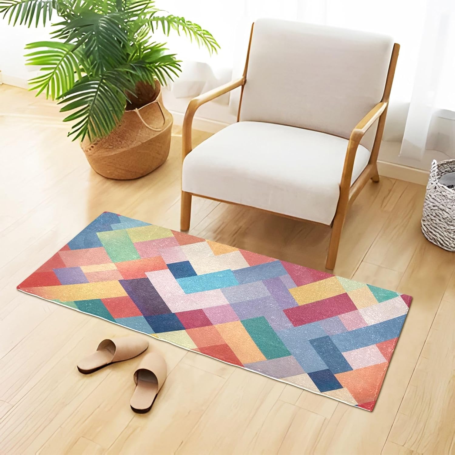 Tapetes de baño absorbentes con patrón geométrico abstracto, cómodas alfombras de baño antideslizantes, duraderas y suaves, 39 x 20 pulgadas