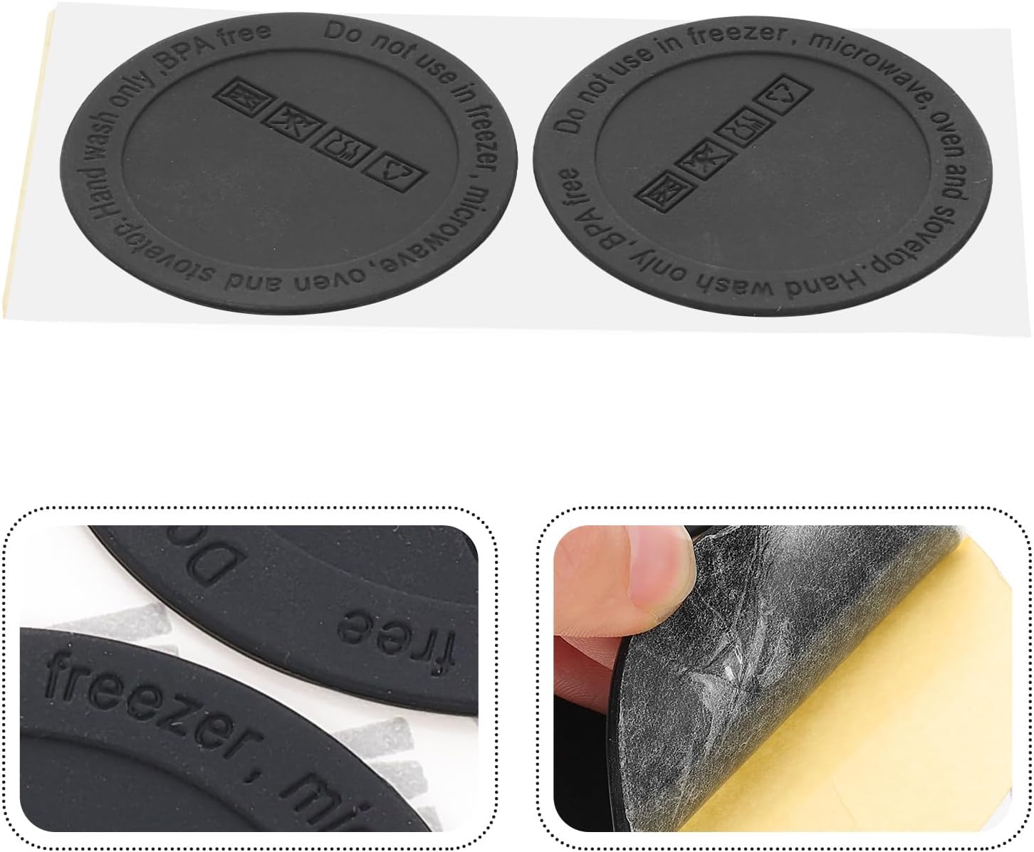 NOLITOY 100 piezas de almohadilla de silicona adhesiva de silicona negra, taza de vidrio con tapa, hervidor negro de 20 onzas, vaso delgado de vino,