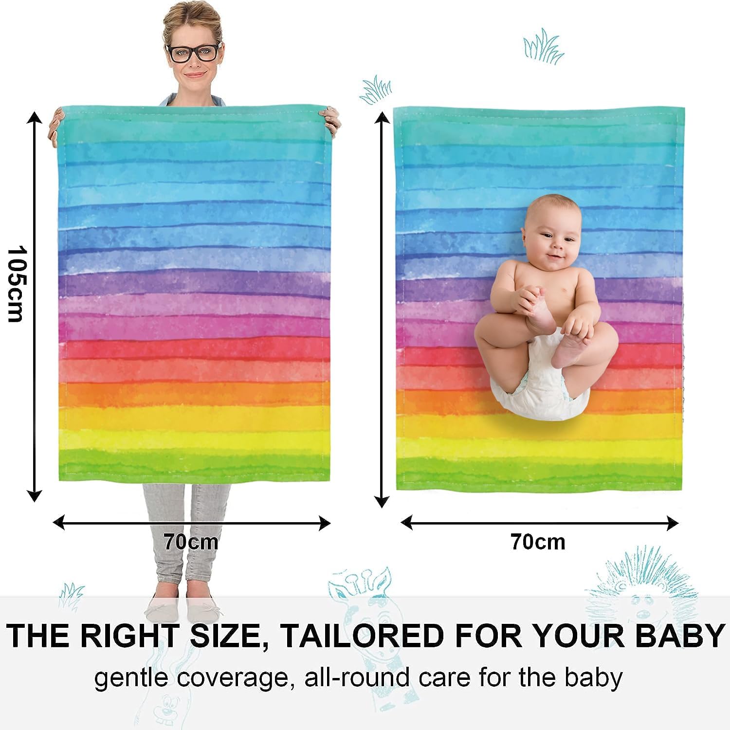Manta de bebé arcoíris para niños y niñas, manta de cama suave, cálida y acogedora, regalo para baby shower, 30 x 40 pulgadas