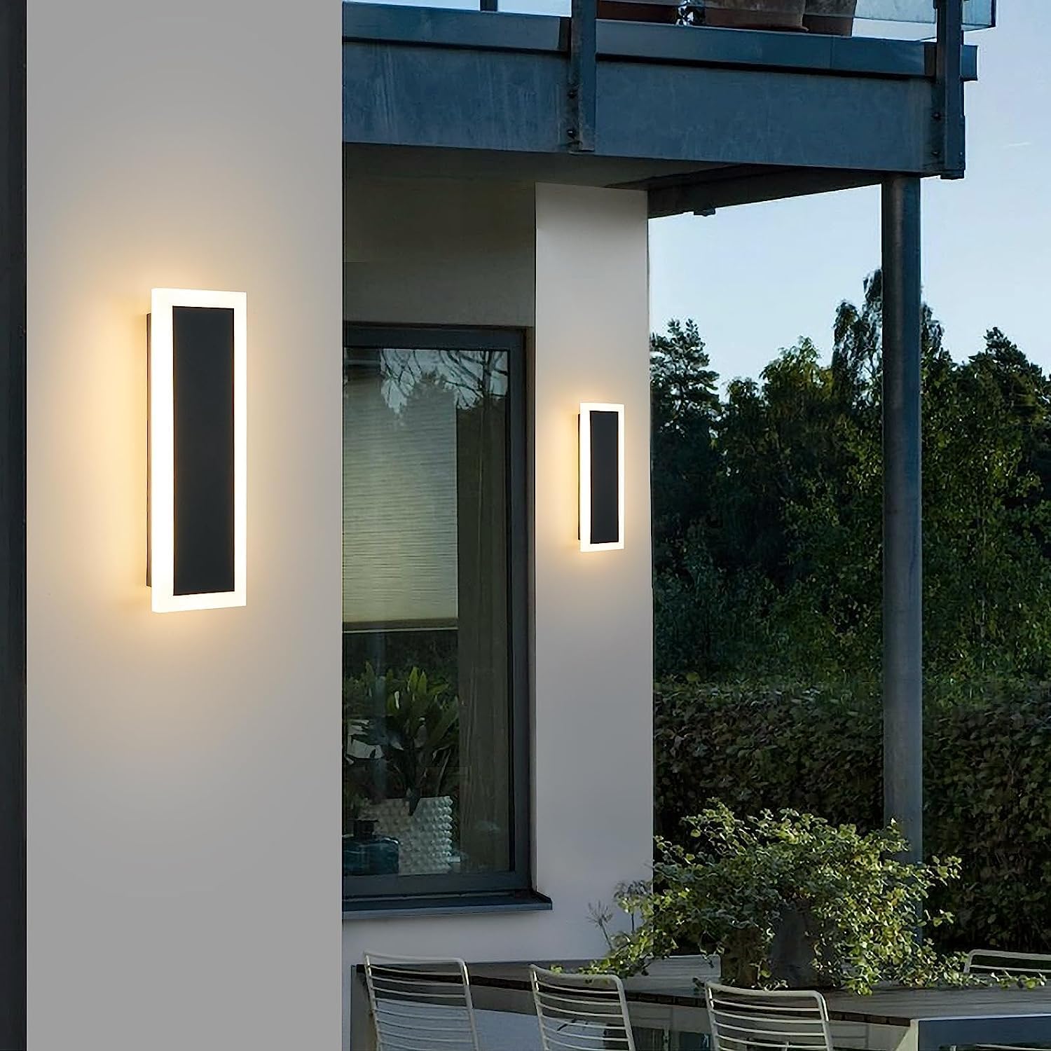LamQee Lámpara de pared moderna para exteriores para casa, luces lineales de porche y patio, tira larga LED, lámpara de montaje en pared, lámpara