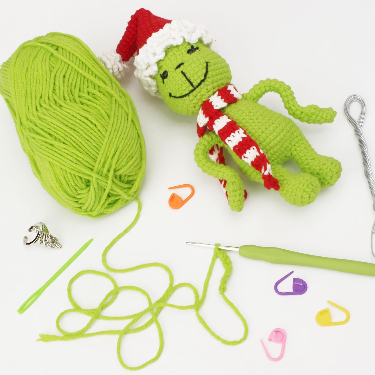 ALODNY Kit de ganchillo para principiantes, kit de ganchillo de Navidad para adultos principiantes, kits de tejer, ganchos, juego de hilo con