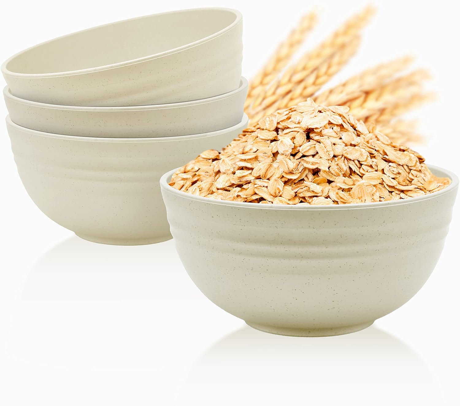 Juego de 4 cuencos de ensalada de 26 onzas, cuencos pequeños de paja de trigo para cocina, tazones de sopa, tazón de cereal para desayuno,