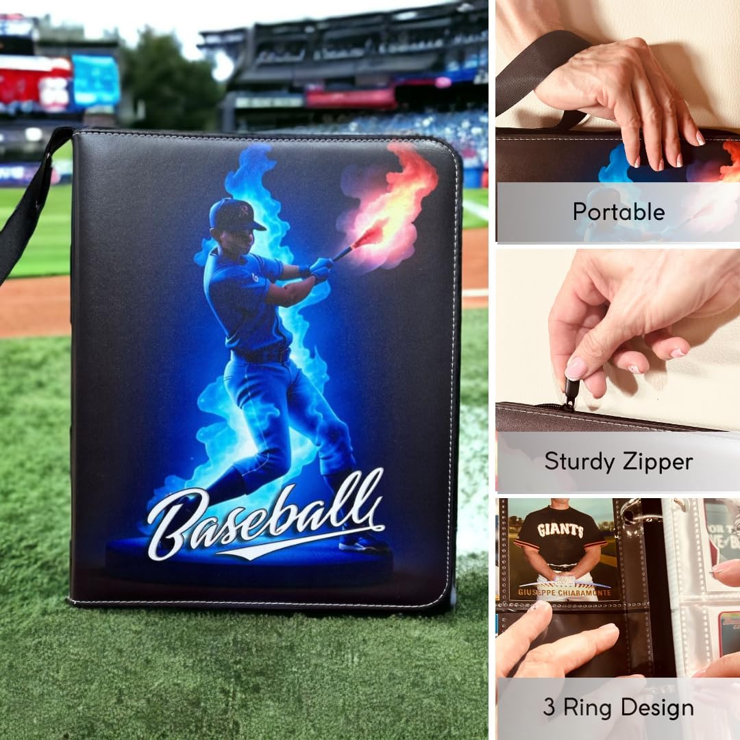 Carpeta de una pieza para tarjetas deportivas, libro de tarjetas de béisbol con soporte para tarjetas, carpeta de béisbol para tarjetas