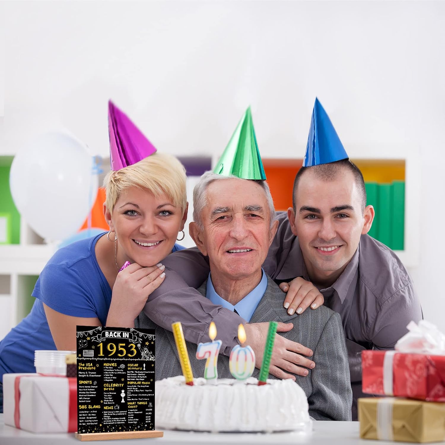 DARUNAXY Cartel acrílico con soporte para mujeres de 71 años, regalo de cumpleaños número 71 de 71 años, póster de acrílico con soporte para mujer,