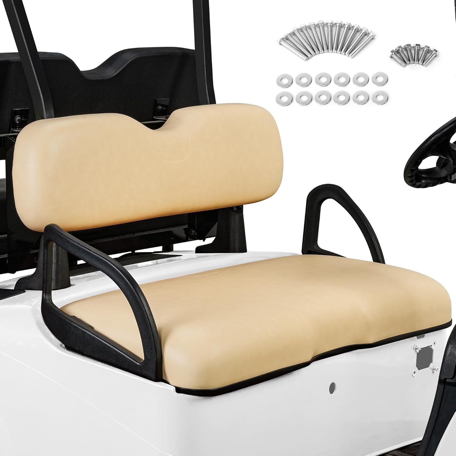 10L0L Kit de montaje del asiento delantero del carrito de golf para EZGO RXV 2008-up, cojines de asiento de estilo fábrica y respaldo del asiento,