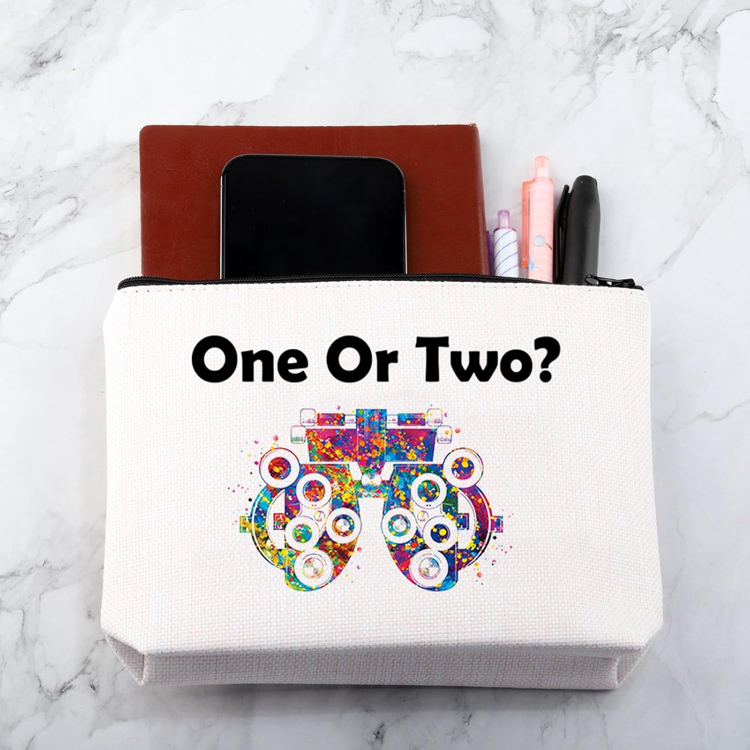 Bolsa de maquillaje de optometría divertida una o dos bolsas de maquillaje Optomentrist regalo oftalmólogo regalo médico ocular, Uno o dos