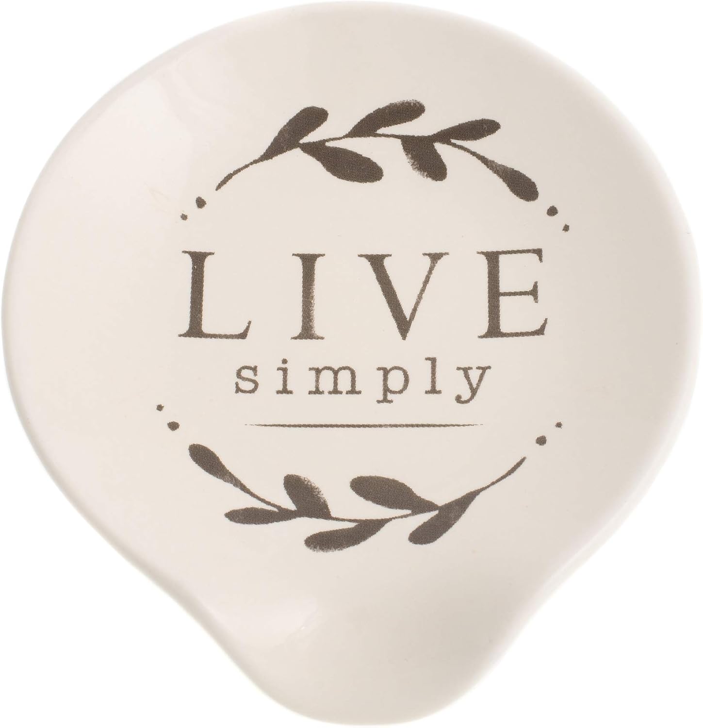 DEMDACO Live Simply Floral – Cucharas de cocina de cerámica blanca brillante de 4.5 x 4 pulgadas