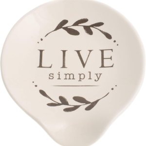 DEMDACO Live Simply Floral – Cucharas de cocina de cerámica blanca brillante de 4.5 x 4 pulgadas DEMDACO Live Simply Floral – Cucharas de cocina de cerámica blanca brillante de 4.5 x 4 pulgadas