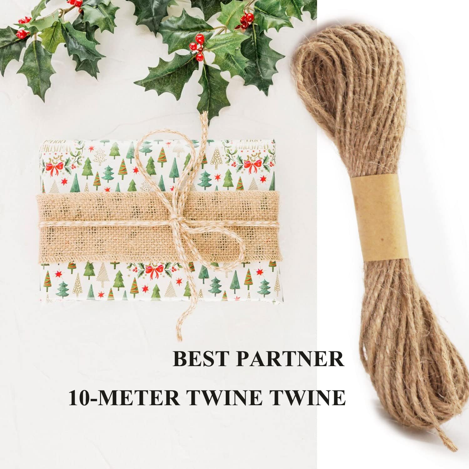 Cinta de arpillera burdeos con alambre de 1-12 pulgadas x 10 yardas para envolver regalos, decoración del hogar, decoración de bodas, fiestas,