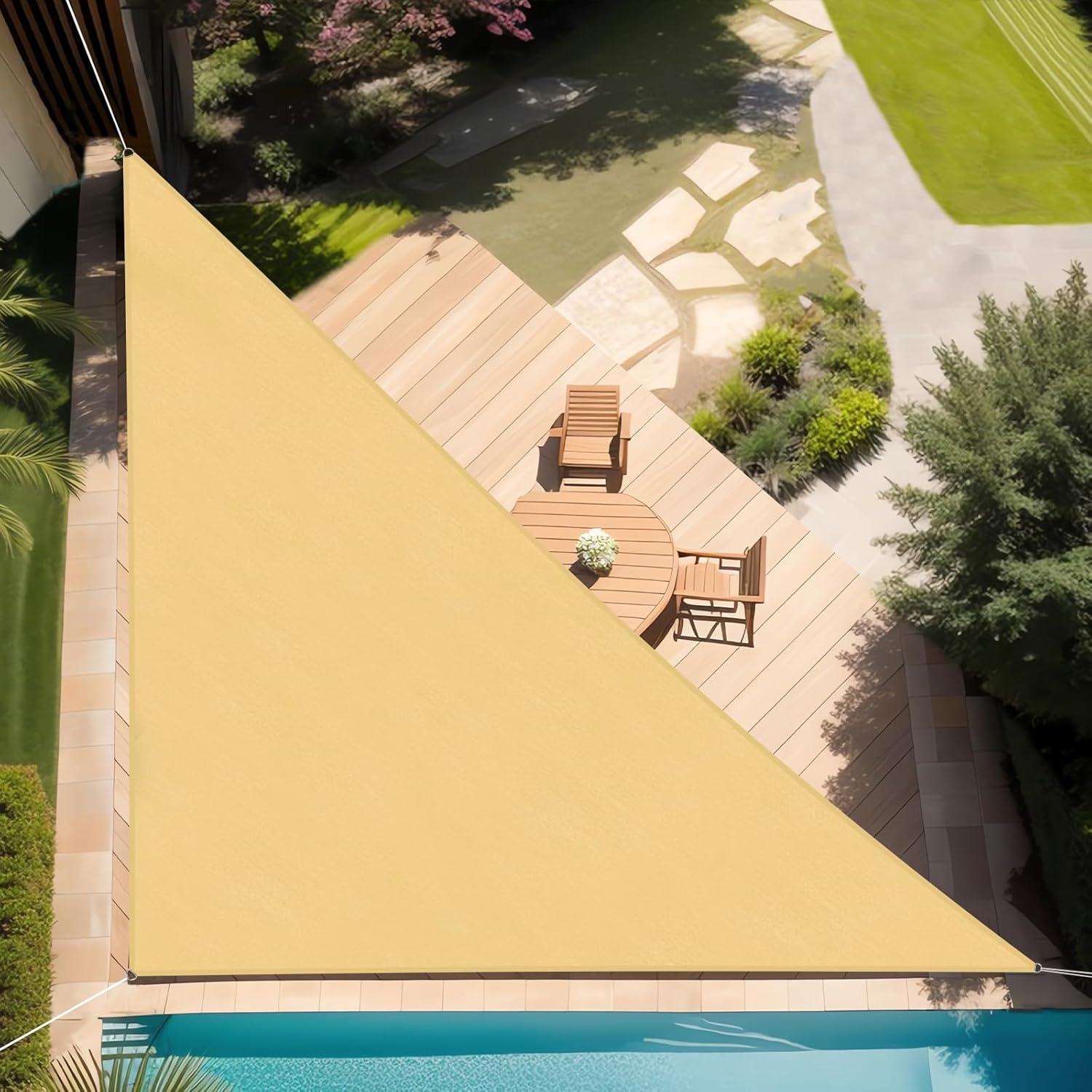 Artpuch APT07 – Parasol de 16 x 20 x 20 pies con borde recto, bloqueo UV, 6.35 ozm, triángulo comercial, resistente, cubierta al aire libre para