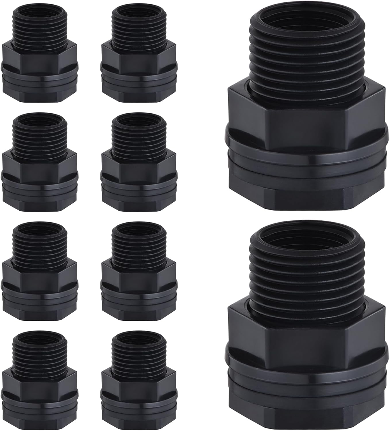 Paquete de 10 accesorios de mamparo, manguera de jardín roscada de 34 pulgadas macho GHT x 12 pulgada hembra NPT conector de tanque de agua de doble