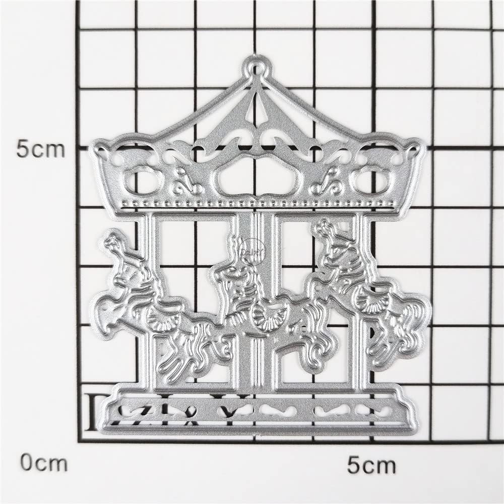 DzIxY Hermoso carrusel de corte de metal troqueles para hacer tarjetas, kit de papel en relieve, troquelados, plantillas de máquina de álbumes de