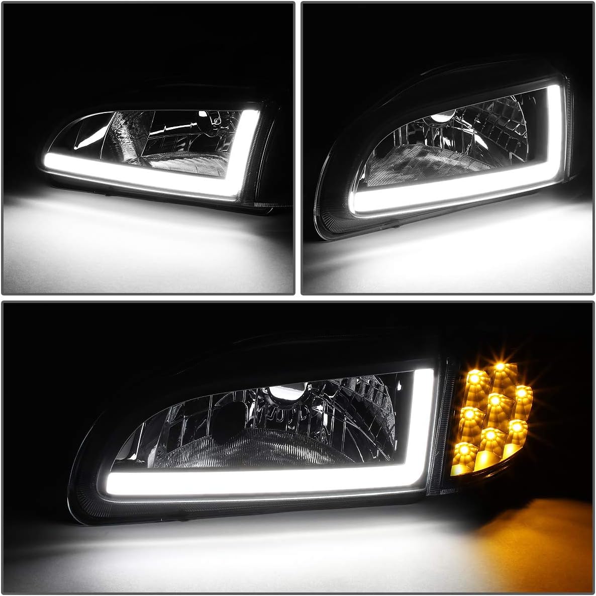 DNA MOTORING HL-LB-HC922D-BK-CL1 LED DRL+Luces de esquina para faros direccionales, color negro