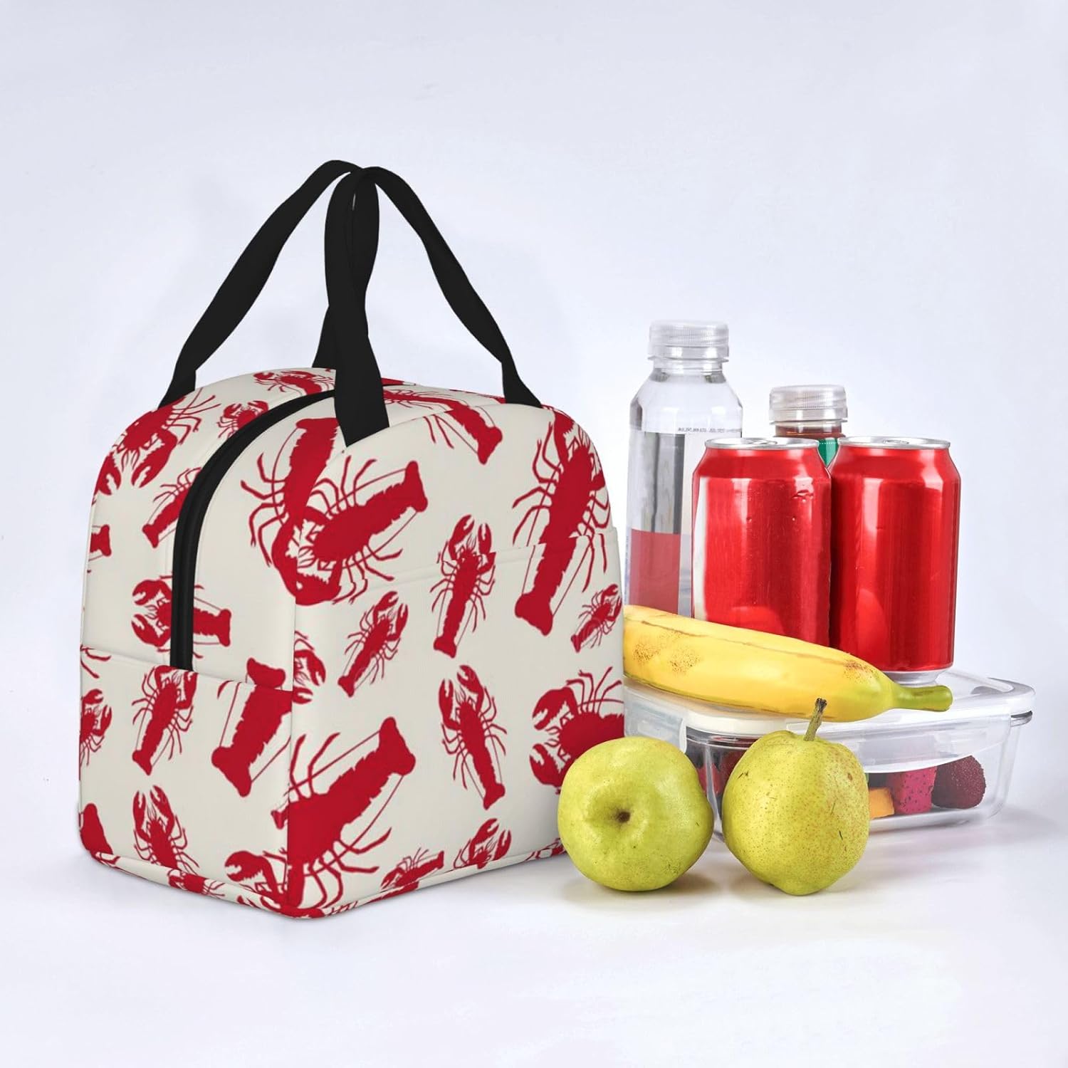 Lonchera estampada con langosta roja, bolsas de almuerzo aisladas para mujeres y hombres, lonchera reutilizable para el trabajo, picnic o viajes