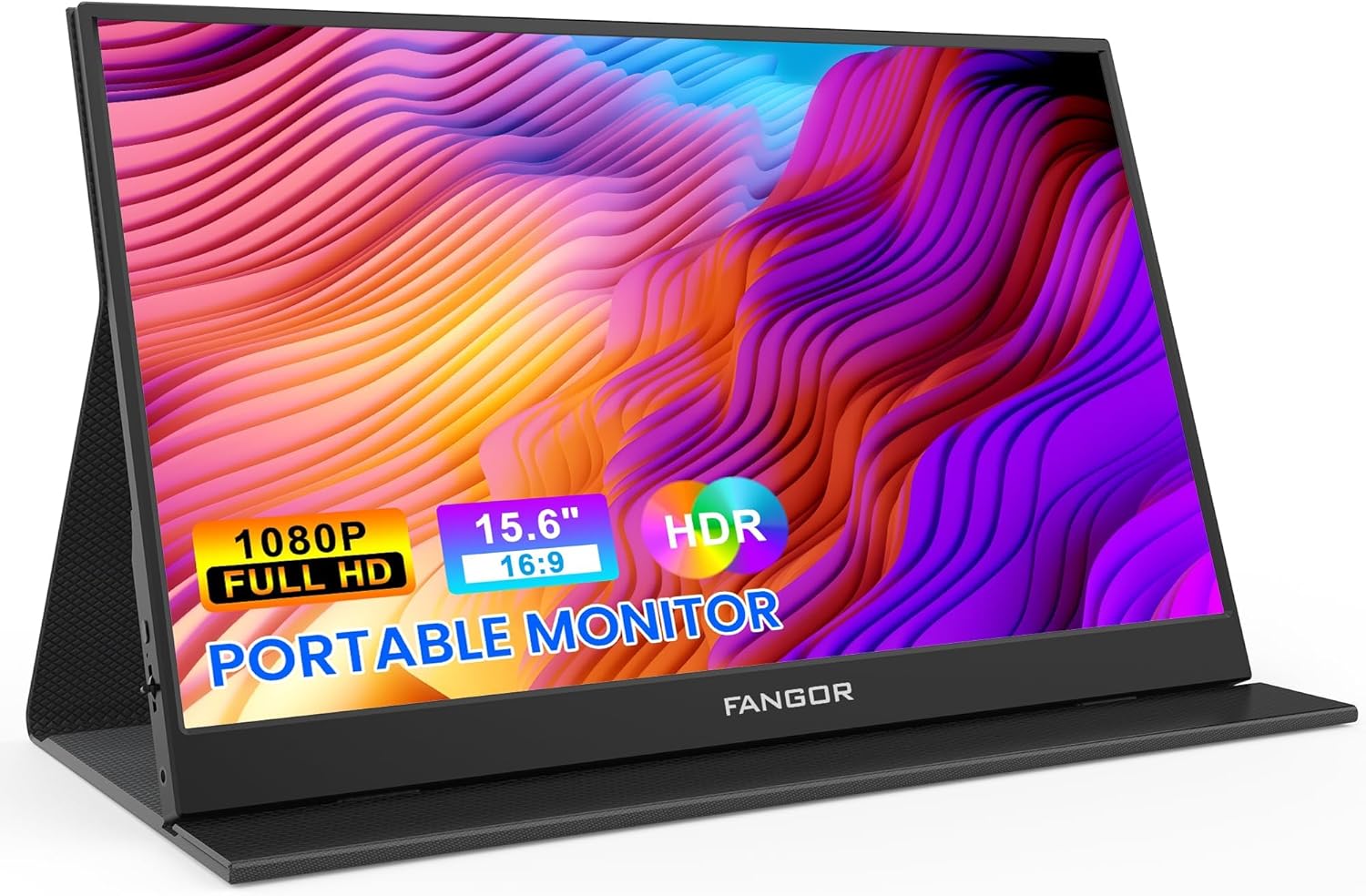 FANGOR Monitor portátil, monitor de viaje FHD 1080P de 15.6 pulgadas para laptop, pantalla ultra delgada HDR IPS para videojuegos, extensor de