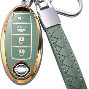 Funda para llavero de 4 botones para Nissan, Verde 4 B Funda para llavero de 4 botones para Nissan, Verde 4 B