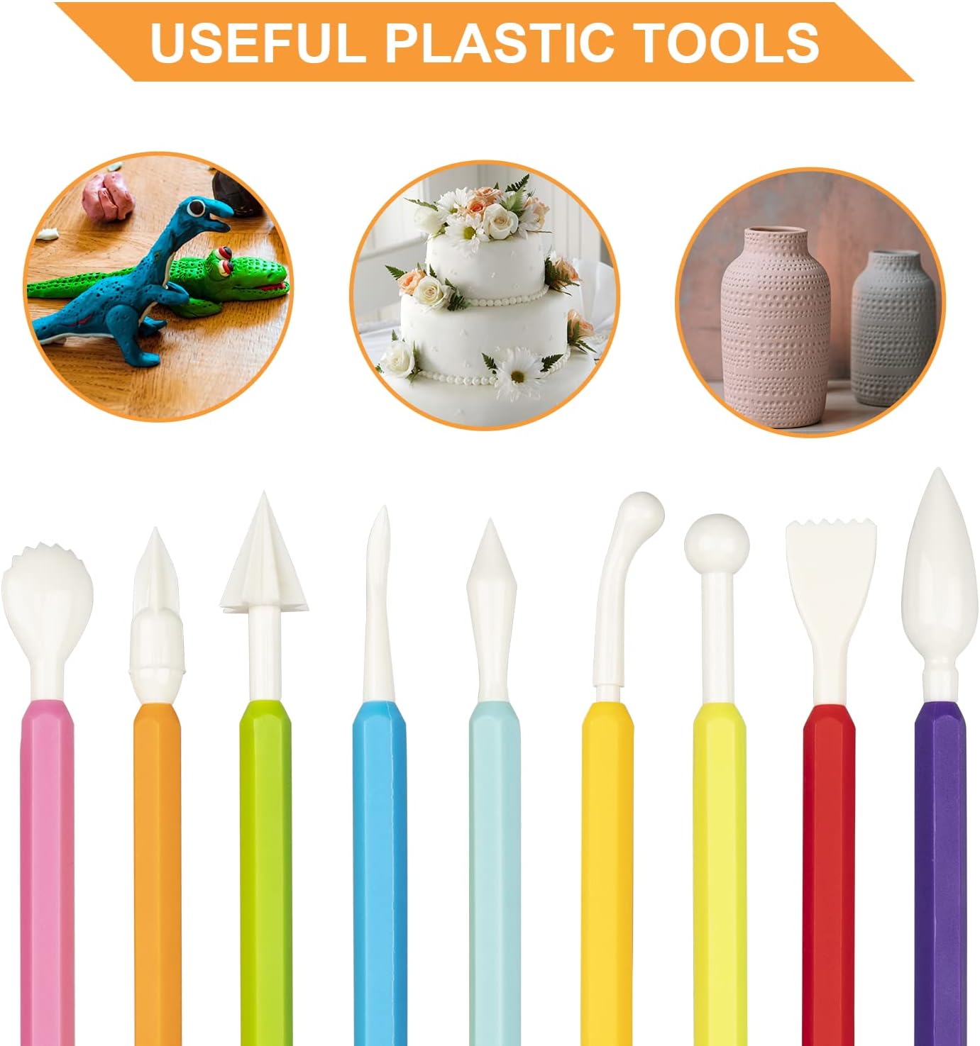 Luney – 9 herramientas de arcilla para niños, herramientas de escultura de arcilla de plástico para niños, kit de herramientas de cerámica de