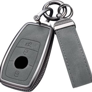 YO&YOYE Funda compatible con llavero de cuero para llavero Mercedes Benz Clase E, Clase S, Clase C, Clase G, AMG (modelo 1, gris) YO&YOYE Funda compatible con llavero de cuero para llavero Mercedes Benz Clase E, Clase S, Clase C, Clase G, AMG (modelo 1, gris)
