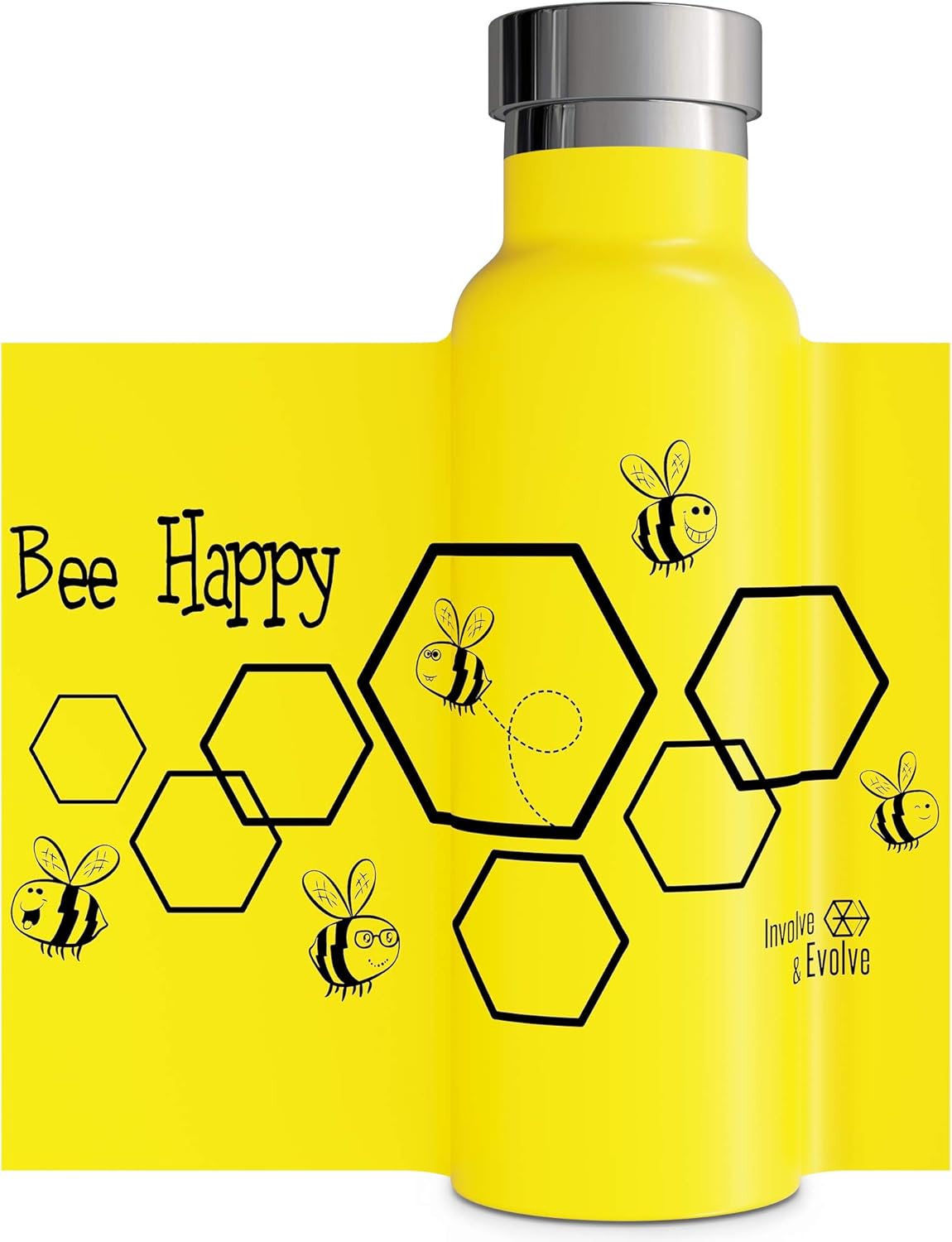 Botella de agua aislada al vacío de doble pared con tapa de pajilla y tapa deportiva, termo de acero inoxidable para niños simple, sin BPA,