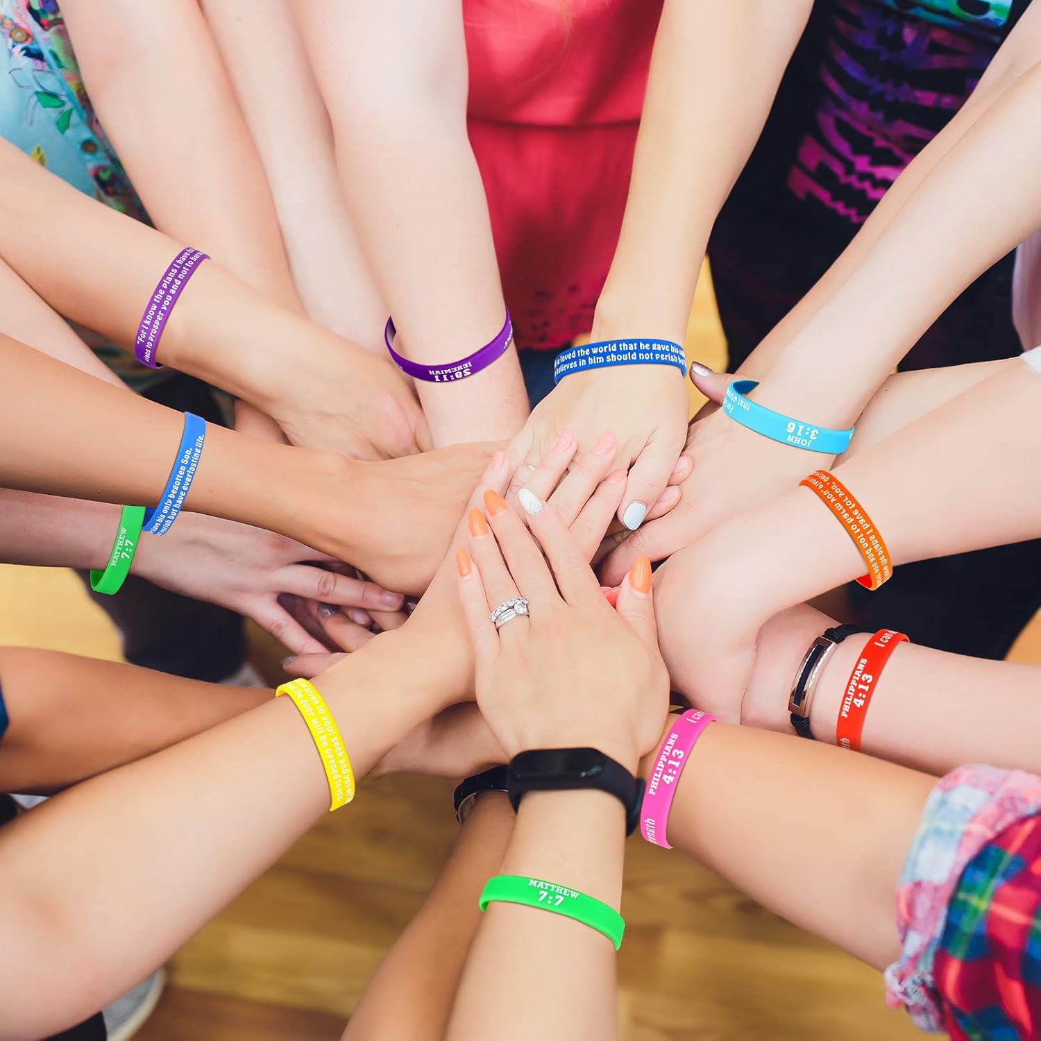48 pulseras religiosas de goma, pulseras de silicona con versículos de la Biblia, pulseras de colores con fe y esperanza, pulseras inspiradoras de