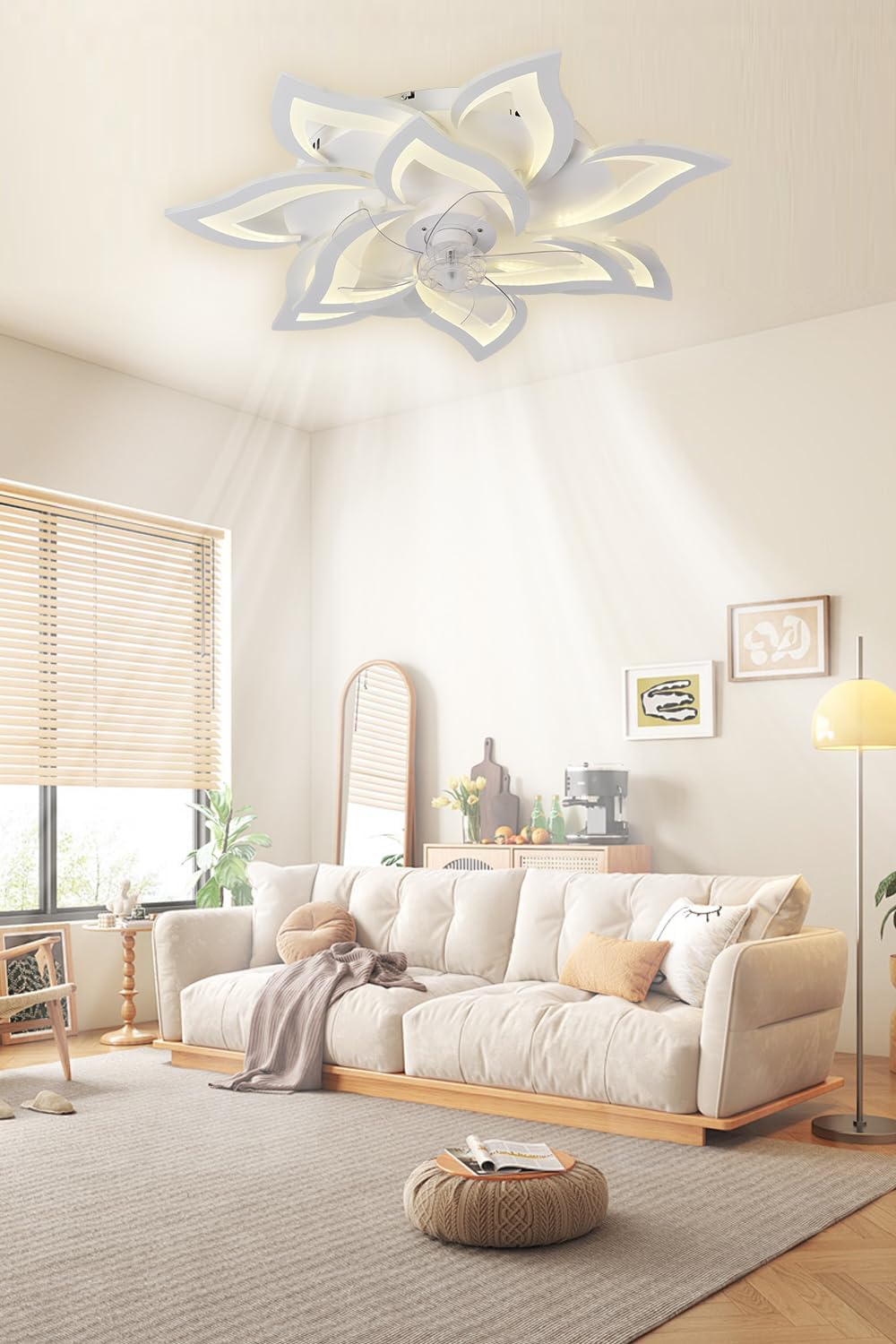 YOZLNFO Ventiladores de techo 2024 con luces y control remoto, ventilador de techo moderno de perfil bajo de 32 pulgadas, regulable, eficiencia