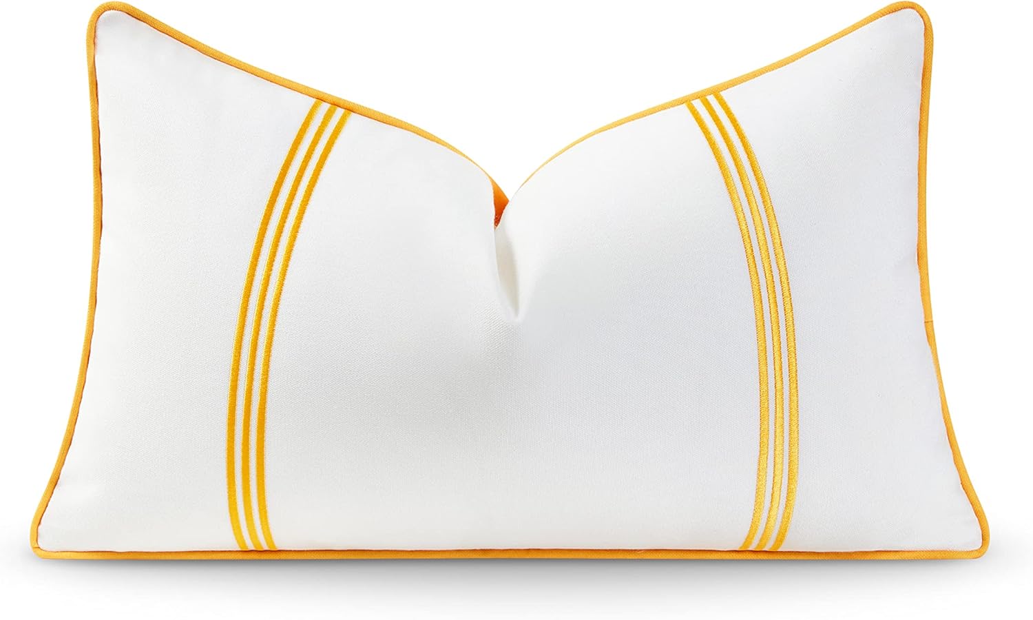 Hofdeco Premium Funda de almohada lumbar bordada para interiores y exteriores, solo 12 x 20 pulgadas, resistente al agua para patio trasero, sofá,
