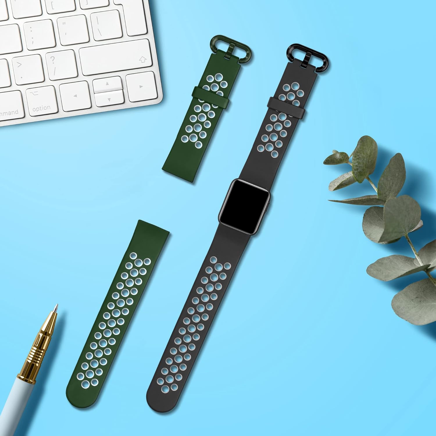 kwmobile Correas compatibles con correas de reloj Xiaomi Mi Watch LiteRedmi – 2 correas de reloj de silicona de repuesto, color negroazul oscuro
