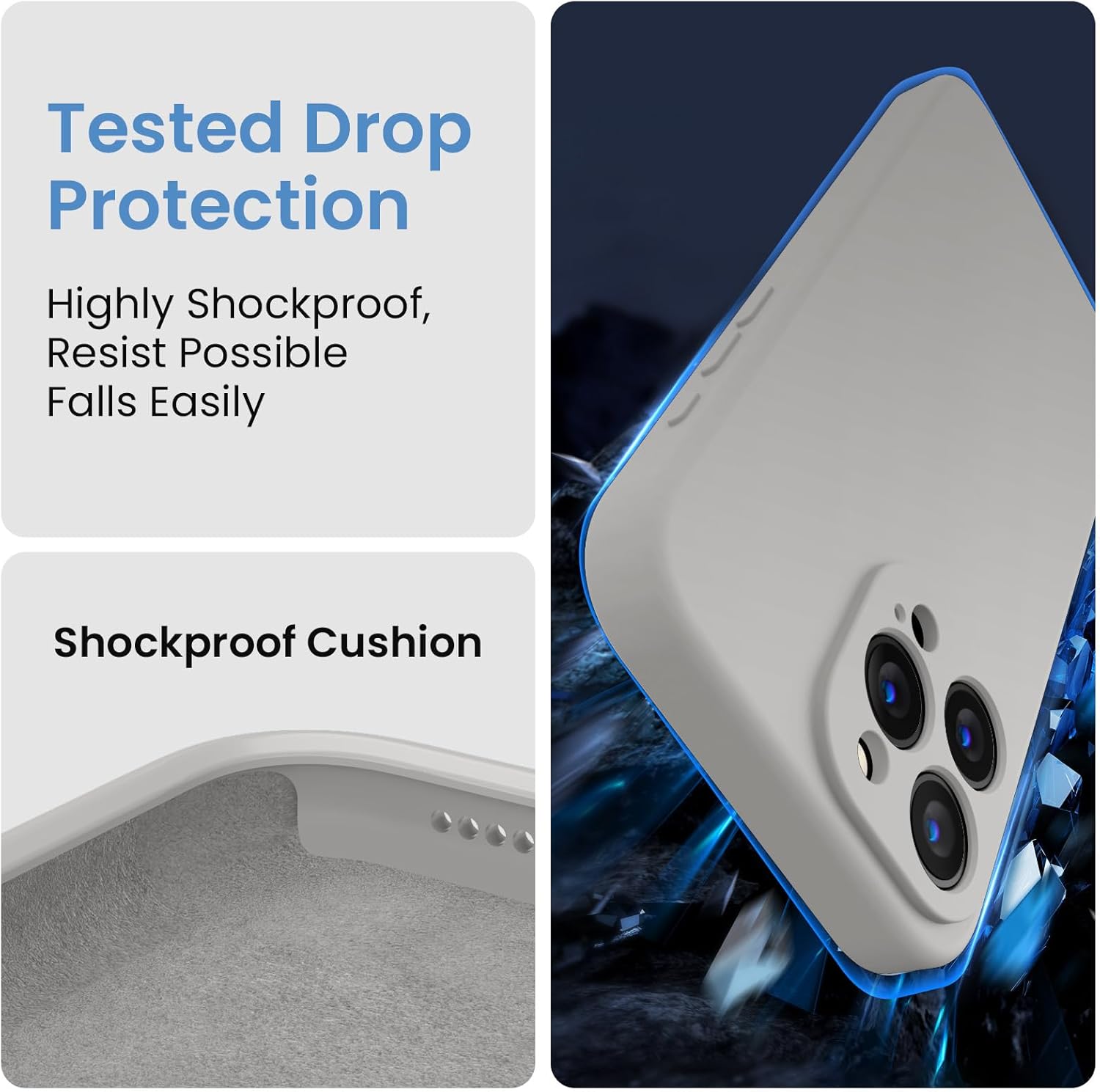 FireNova Funda diseñada para iPhone 15 Pro Max, funda de silicona mejorada protección de cámara para iPhone 15 ProMax con 2 protectores de pantalla,