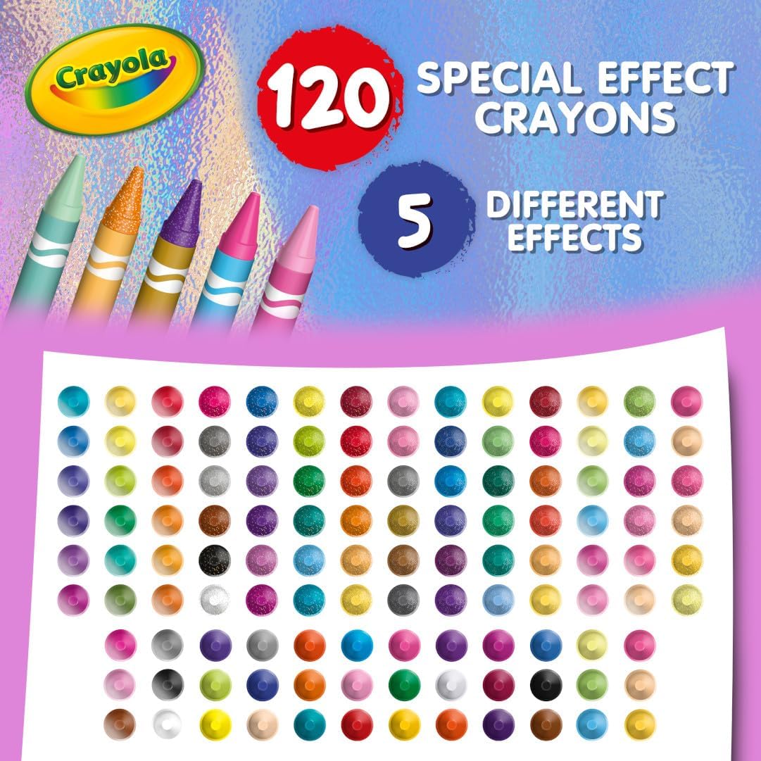 Crayola Crayones en colores especiales (120 quilates), suministros de arte para niños, regalos para niños y niñas Exclusivo de Tienda