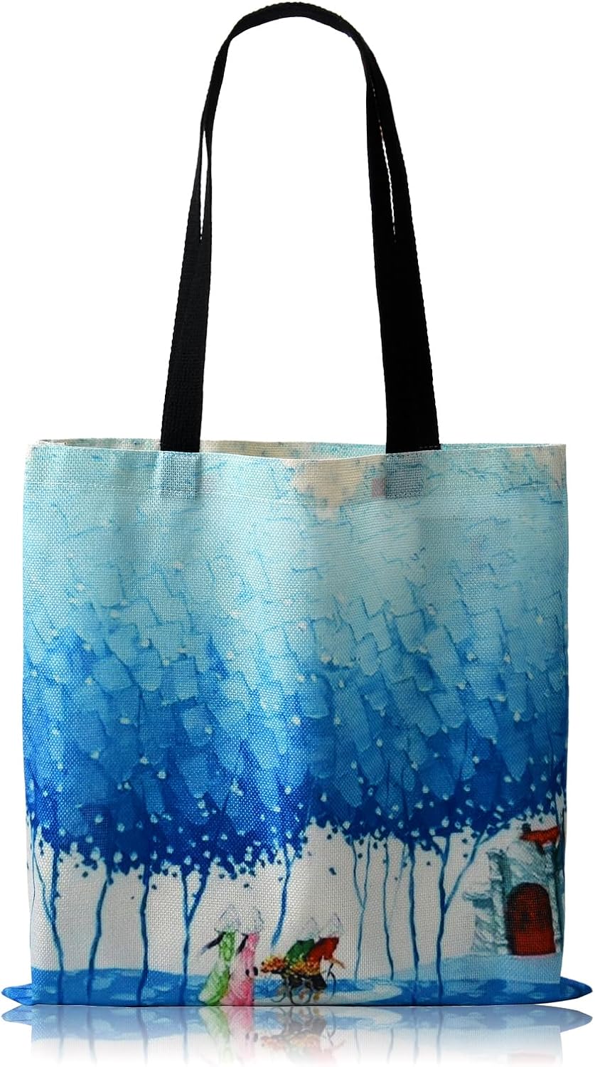 KaiTingu Bolsa de lona para mujer, con bonito estampado, reutilizable, de algodón, a la moda, escuela, compras, playa, comestibles
