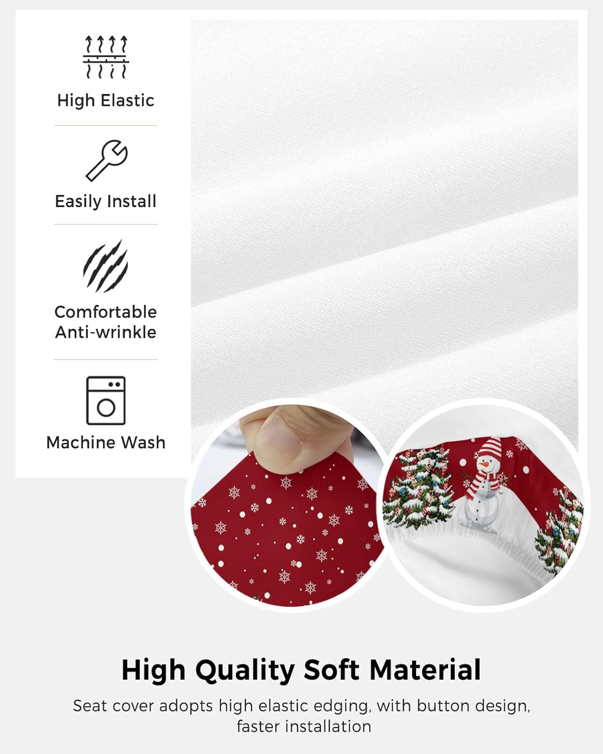 Juego de 2 fundas para sillas de oficina y computadora, diseño de copo de nieve rojo de Navidad, fundas elásticas para asiento de silla giratoria de