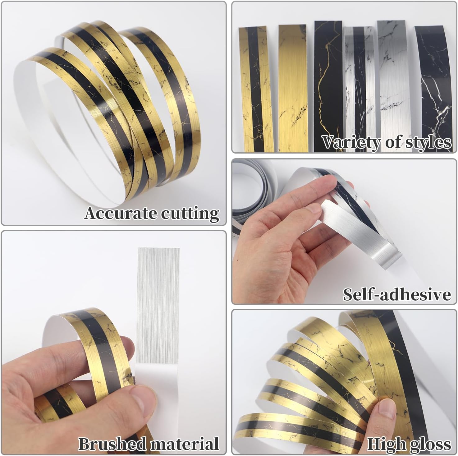 Adhesivos decorativos de alambre plateado para azulejos de mármol, adhesivo de pared para piso, línea de aluminio, adhesivo impermeable para cocina,