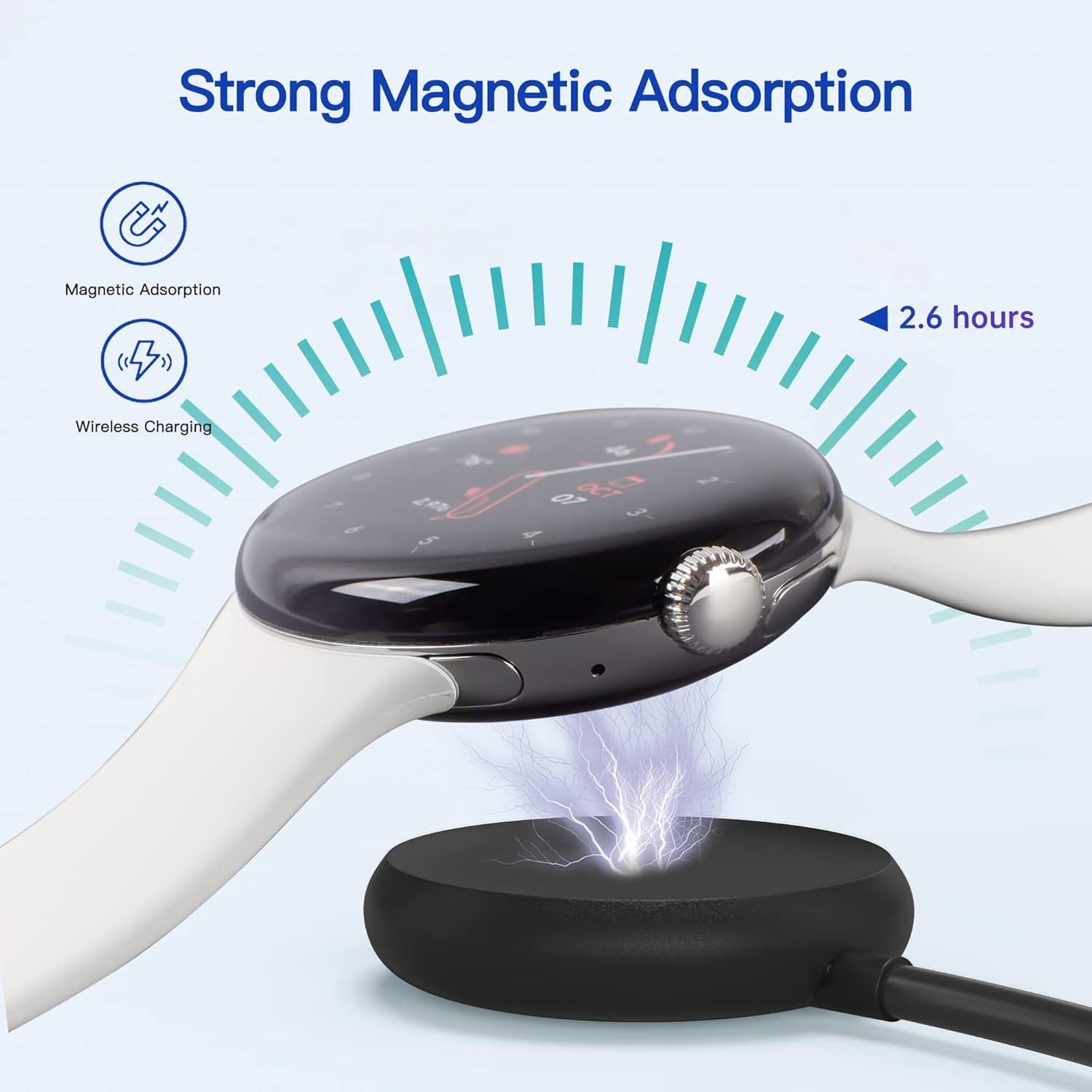 Compatible con el cable cargador de Google Pixel Watch (negro)