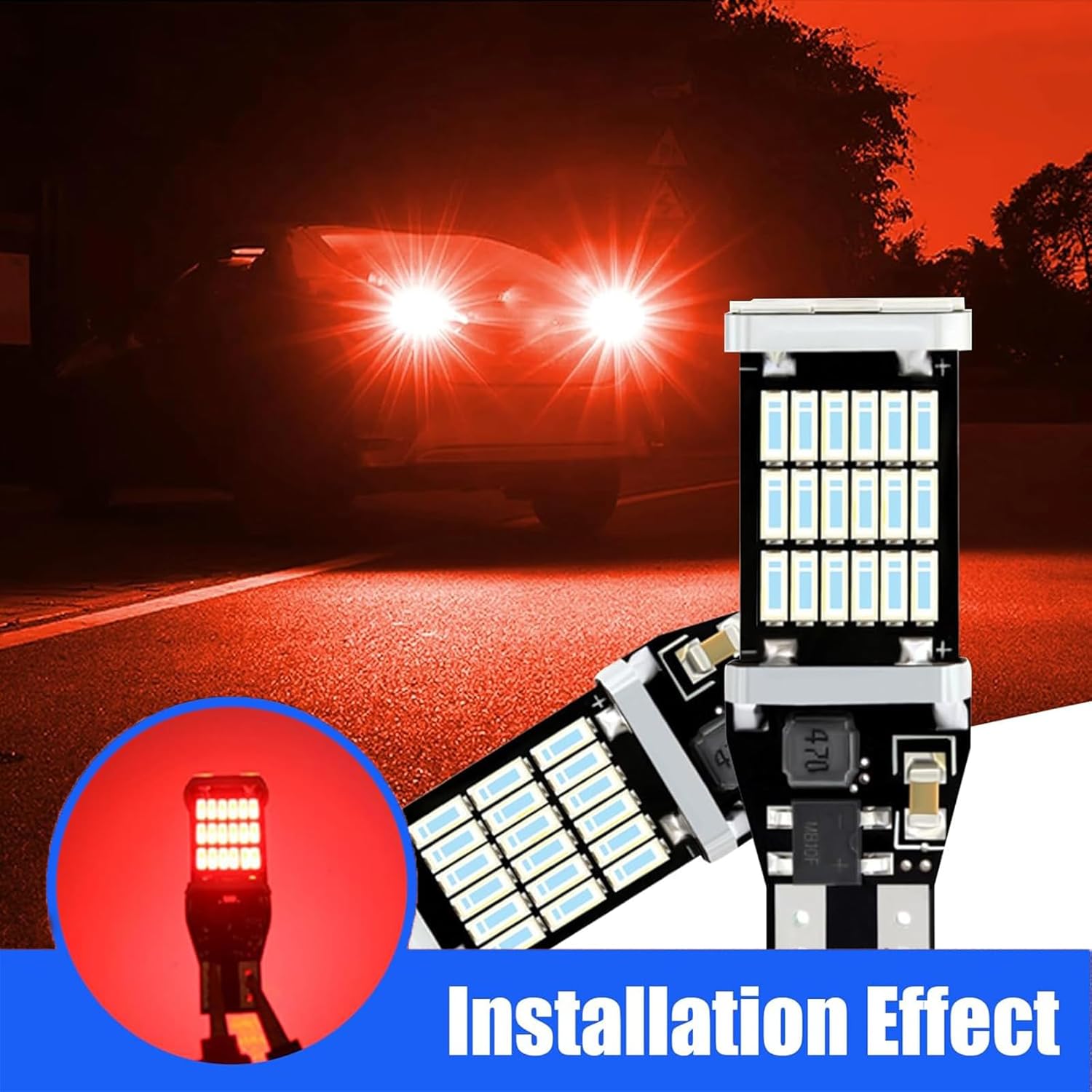 4 luces de freno T15 para automóvil, 4014-45smd DC 12V 360 de alto brillo, luz de marcha atrás, repuesto de señal de giro, LED Canbus continuo