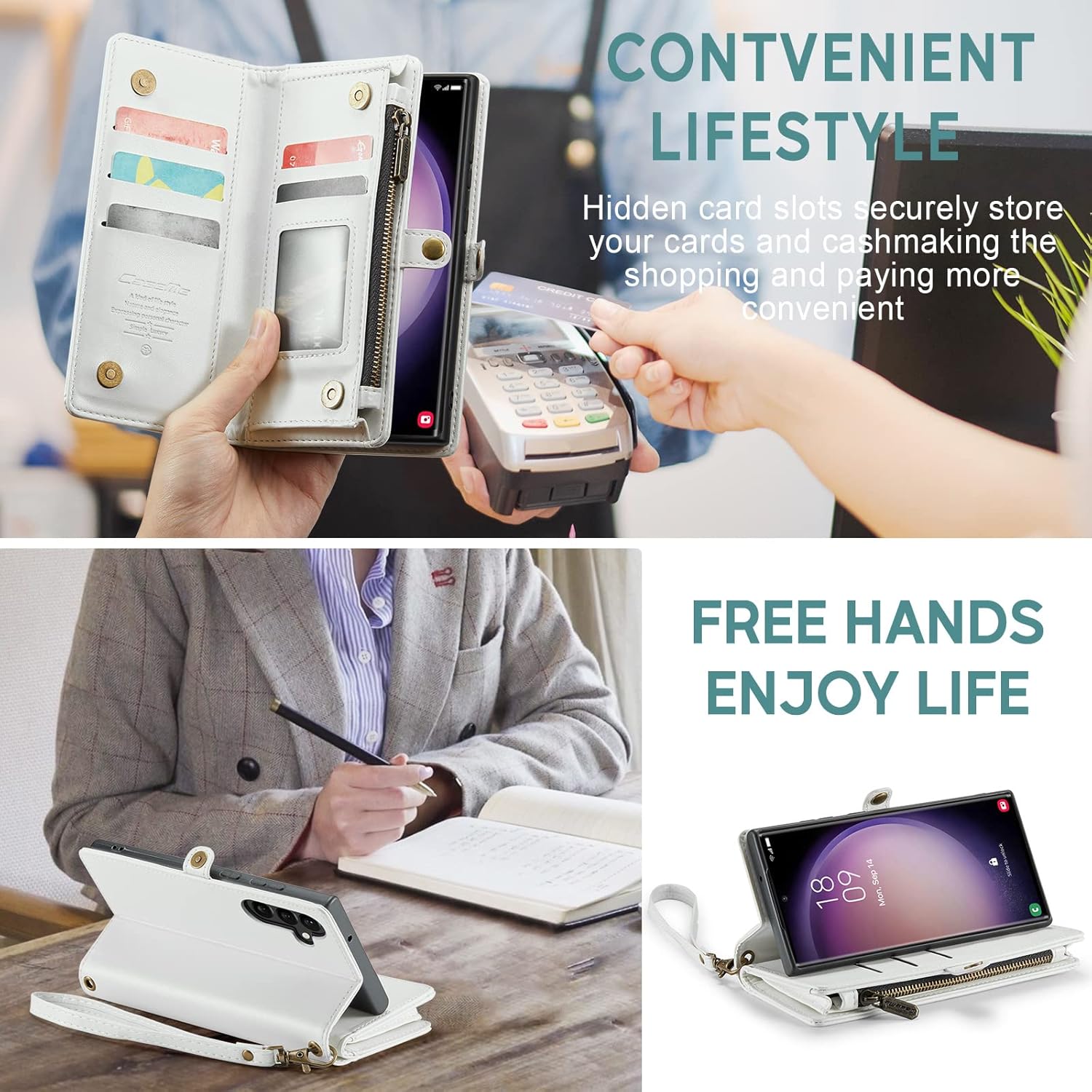 ASAPDOS Funda tipo cartera para Samsung Galaxy A54 5G de 6.5 pulgadas 2023, correa de piel sintética retro con cierre magnético, bloqueo RFID,